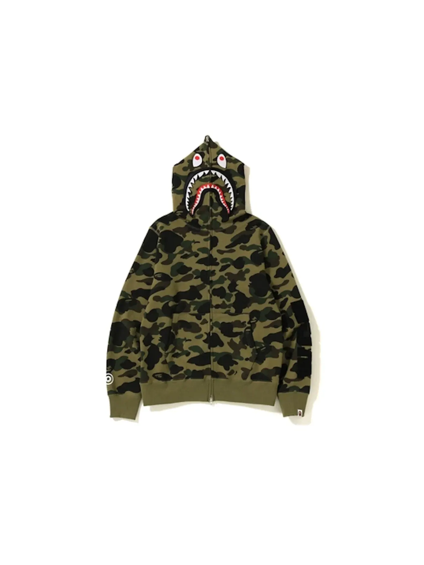 Мужская худи с камуфляжным принтом BAPE 1st Camo Detachable Shark Hoodie — изображение 2 из 3, зеленый