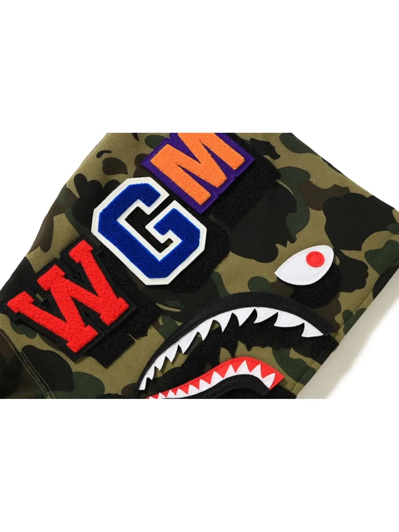 Мужская худи с камуфляжным принтом BAPE 1st Camo Detachable Shark Hoodie — изображение 3 из 3, зеленый