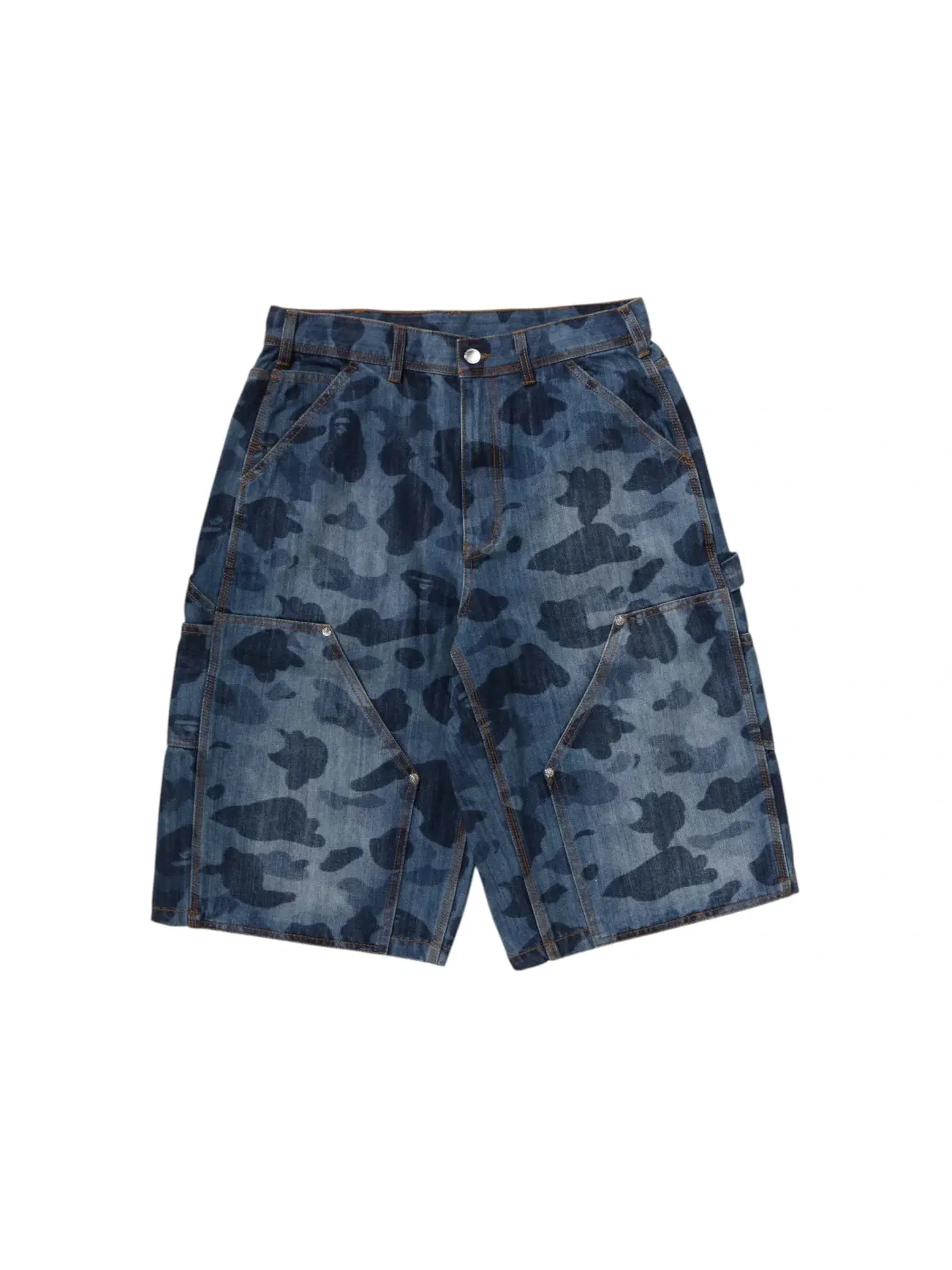 Мужские шорты с принтом Double Knee BAPE — изображение 1 из 2, синий