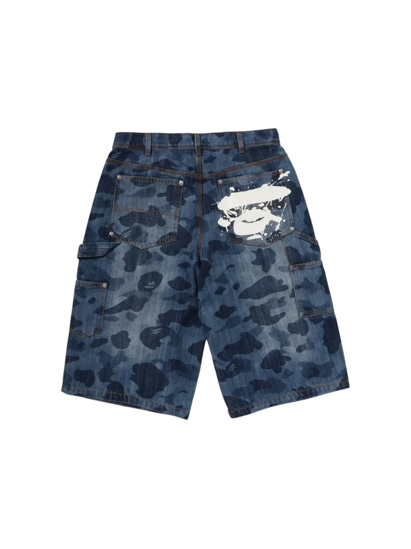 Мужские шорты с принтом Double Knee BAPE — изображение 2 из 2, синий