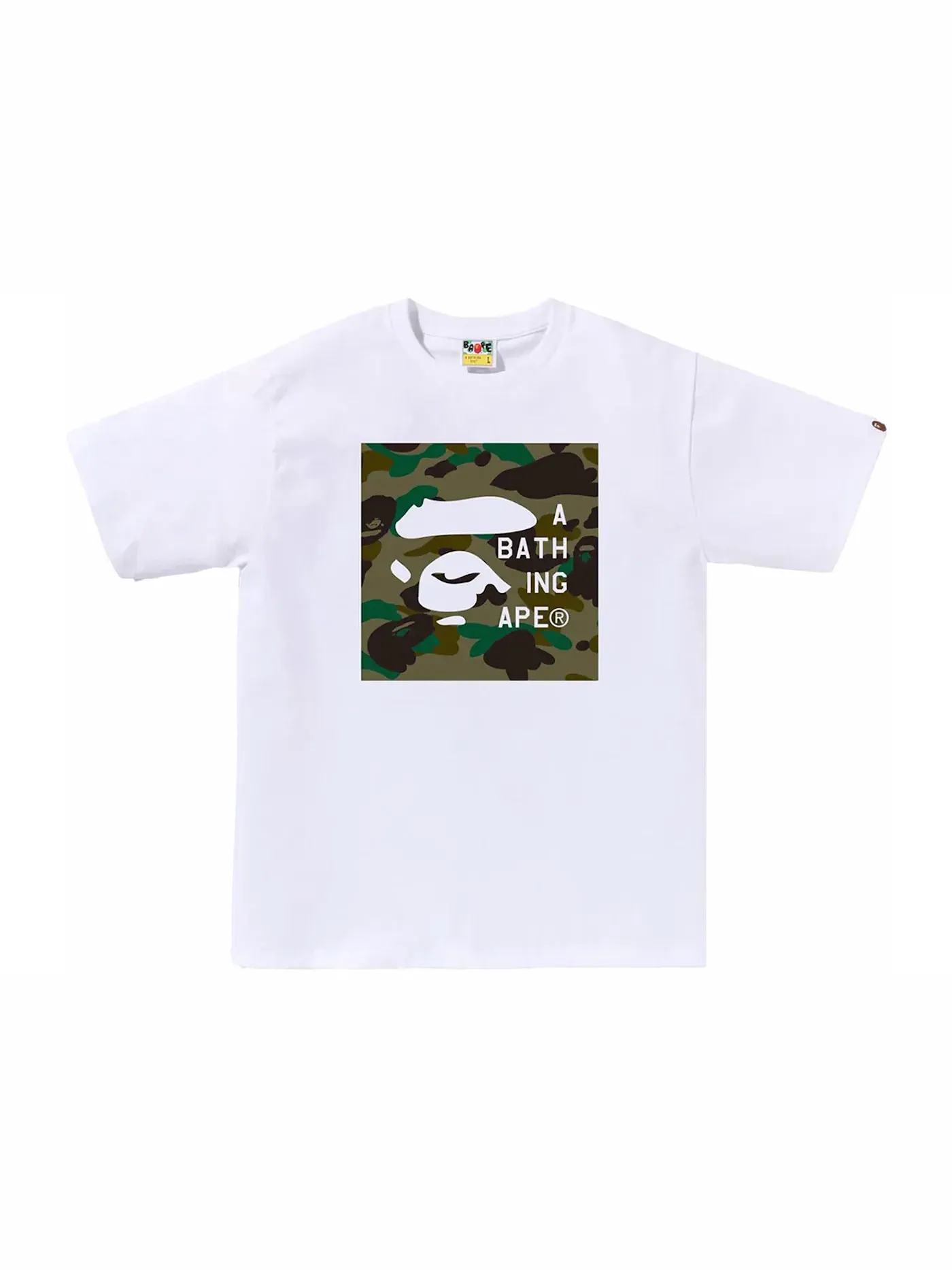 Мужская футболка с принтом BAPE 1st Camo Face Tag Logo Tee BAPE — изображение 1 из 1, белый