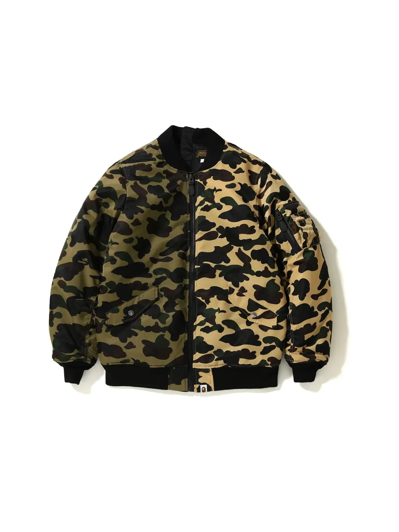 Мужская куртка-бомбер с камуфляжным принтом MA-1 BAPE — изображение 1 из 3, желтый зеленый
