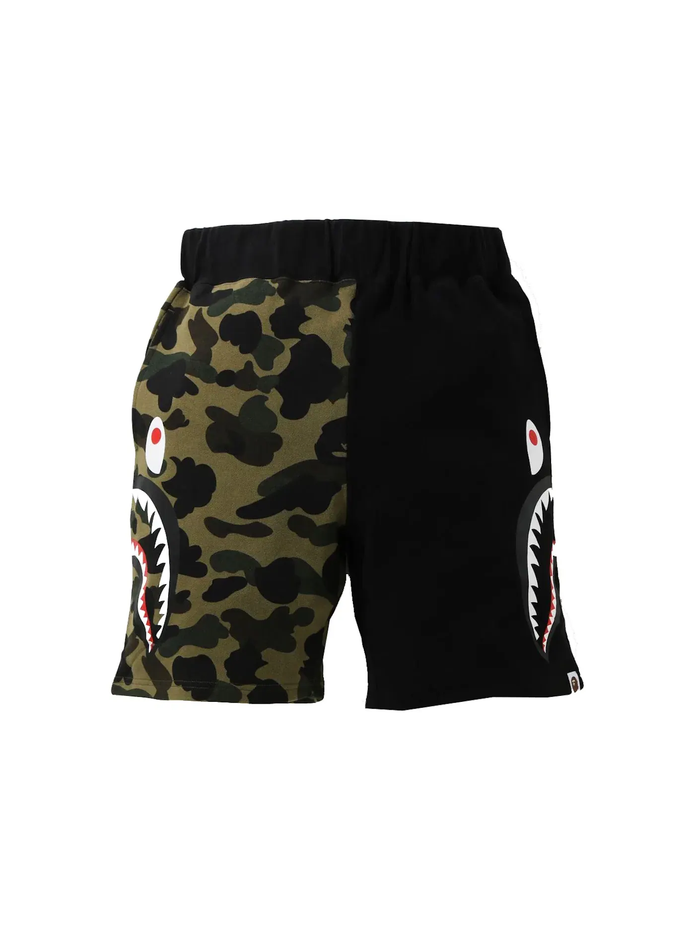Мужские шорты с принтом BAPE 1st Camo Half Side Shark Sweat Shorts BAPE — изображение 1 из 2, зеленый