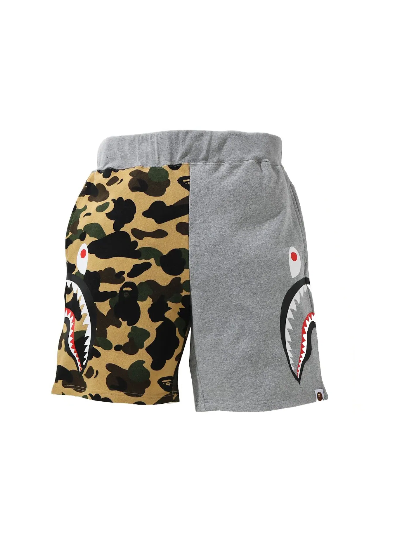 Мужские шорты с принтом BAPE 1st Camo Half Side Shark Sweat Shorts BAPE — изображение 1 из 2, желтый