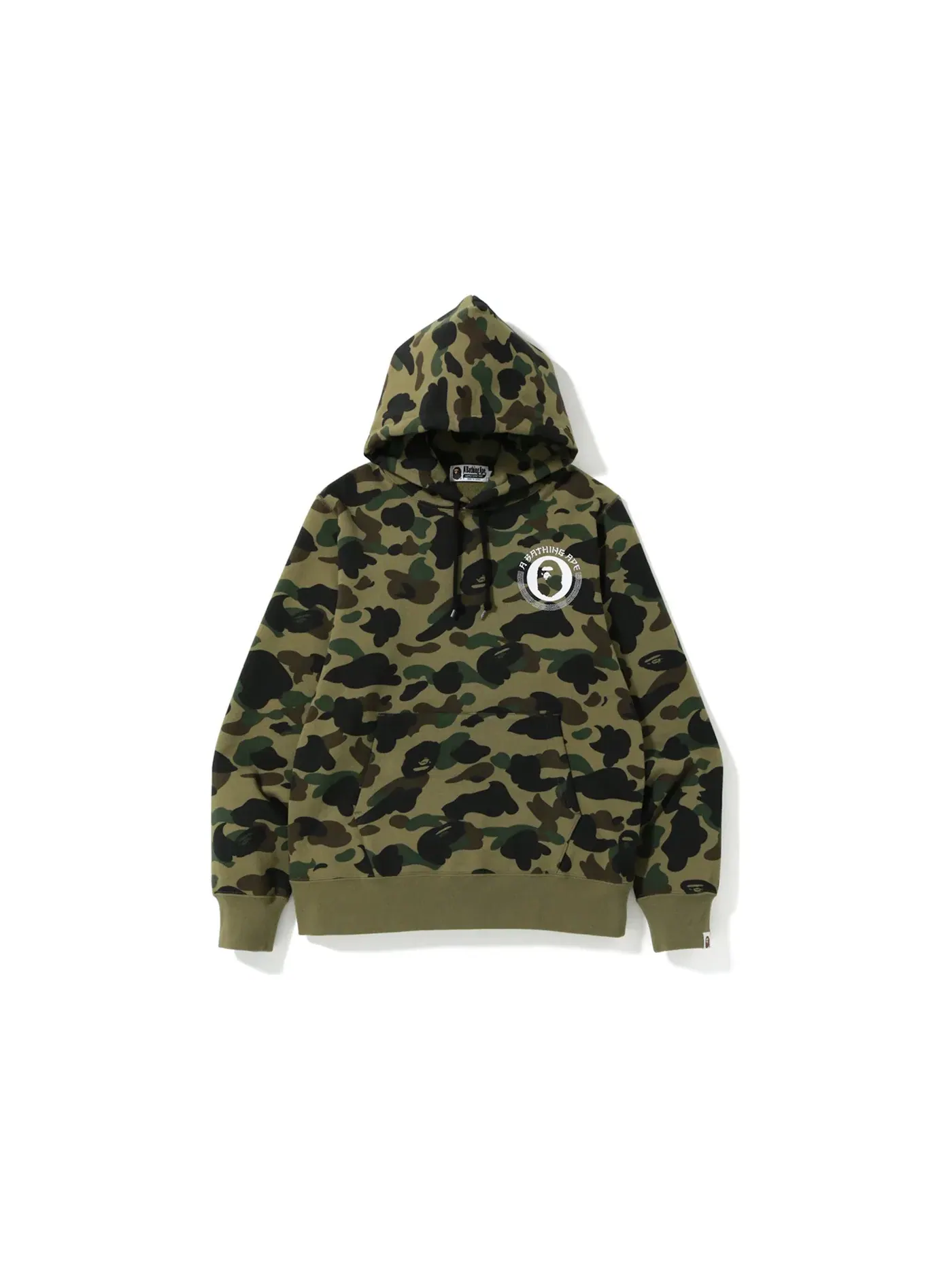 Мужской свитшот с капюшоном с принтом 1st Camo Kanji Pullover Hoodie BAPE — изображение 1 из 2, зеленый