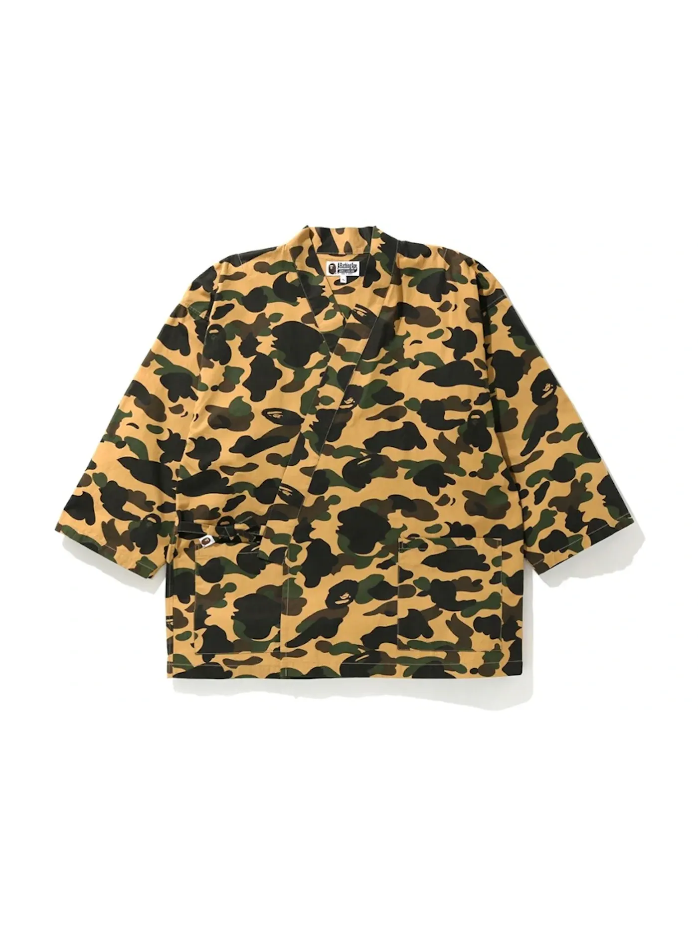 Мужская рубашка-кимоно с камуфляжным принтом BAPE — изображение 1 из 1, желтый