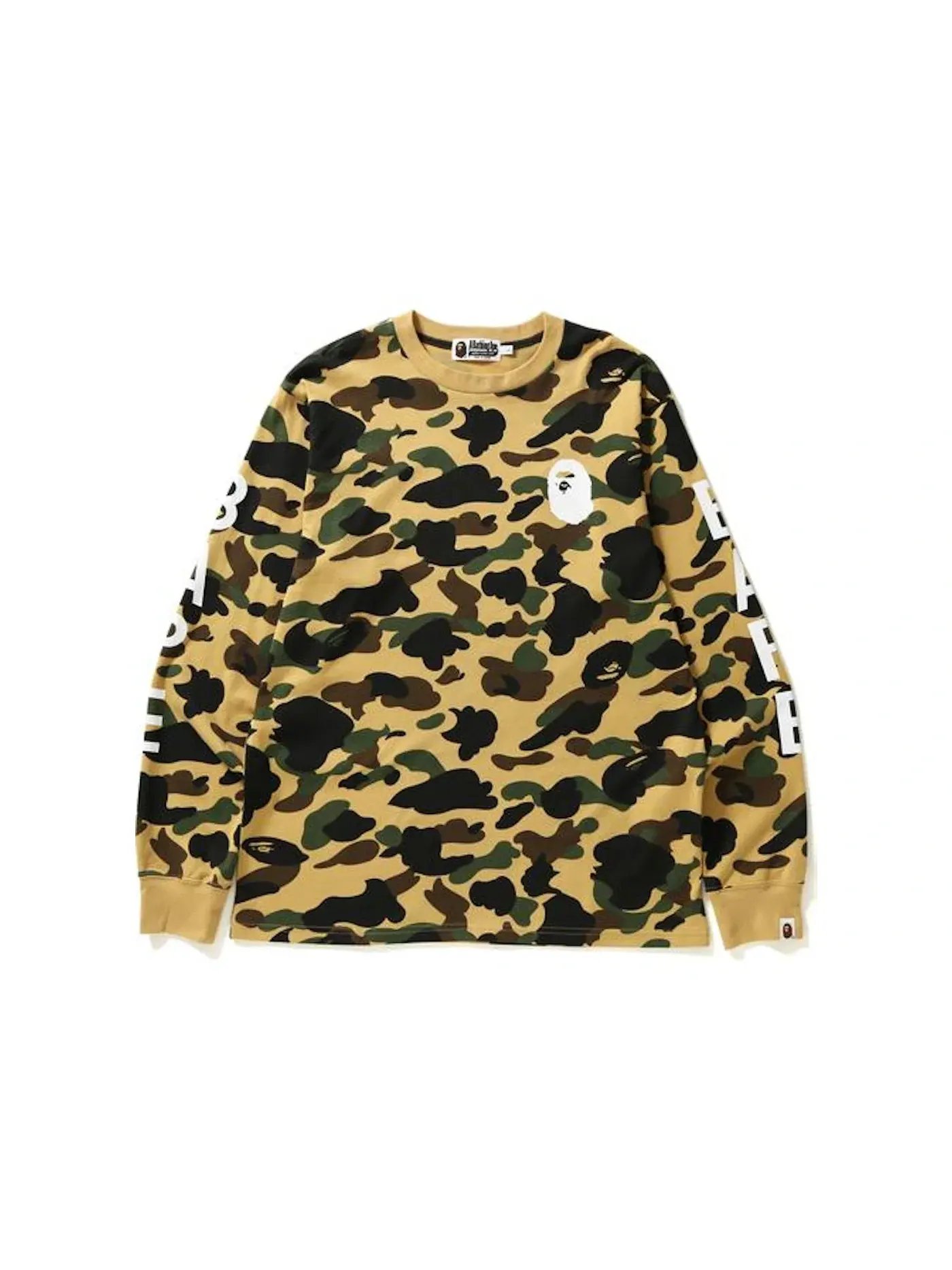 Мужская футболка с длинным рукавом с камуфляжным принтом Tee BAPE — изображение 1 из 2, желтый