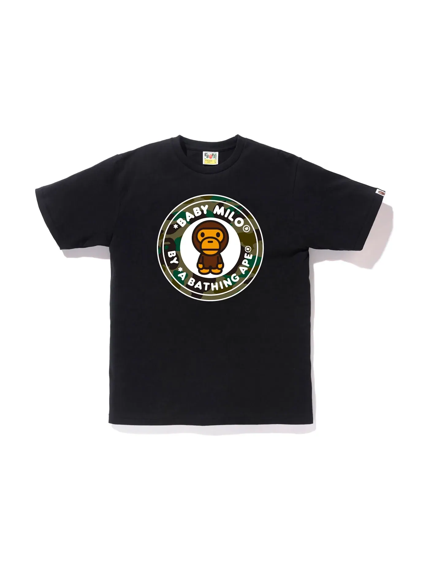 Мужская футболка с принтом BAPE 1st Camo Milo Busy Works Tee — изображение 1 из 1, черный/зеленый