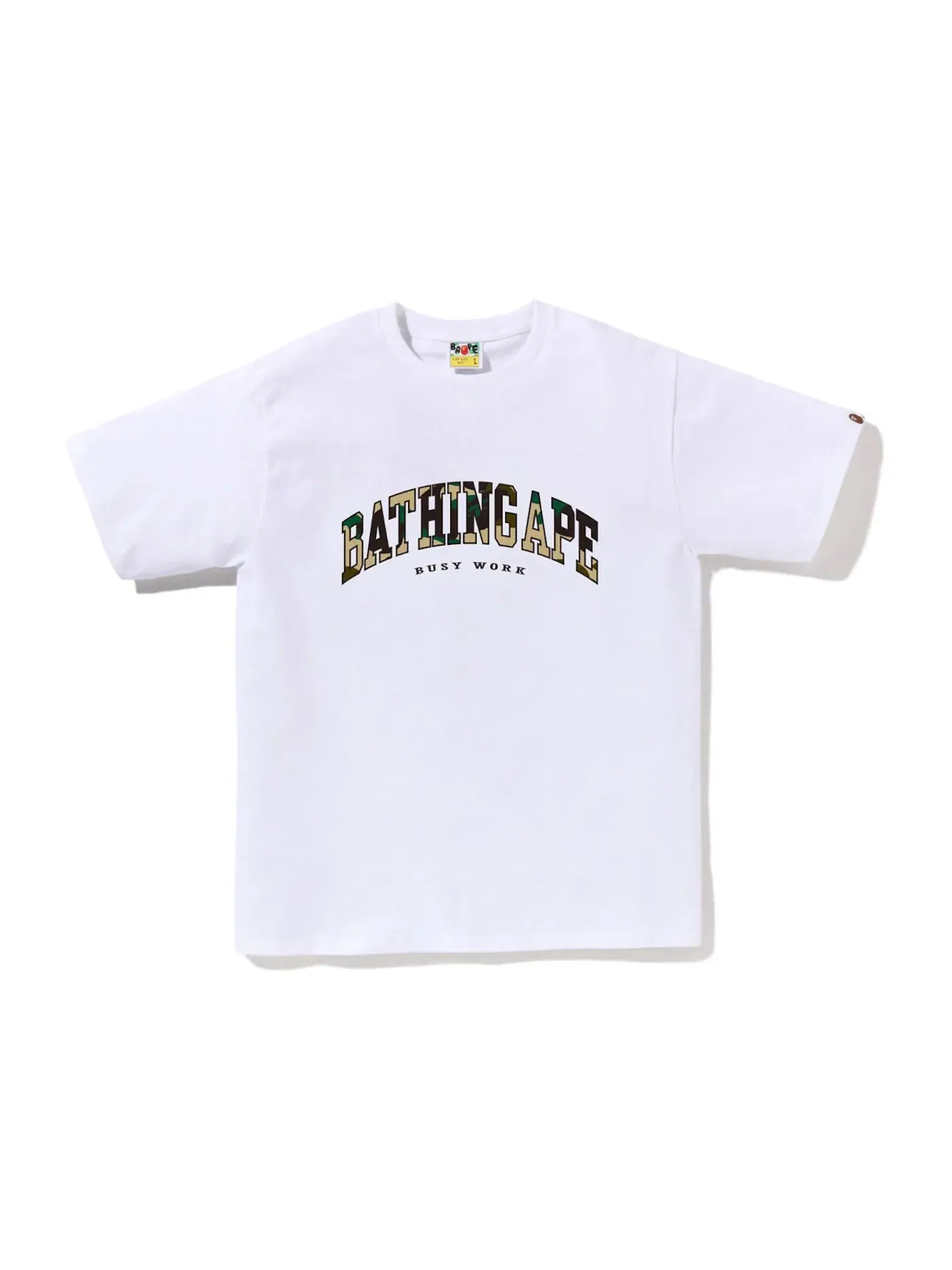 Мужская футболка с принтом BAPE 1st Camo Logo Tee — изображение 1 из 1, белый желтый