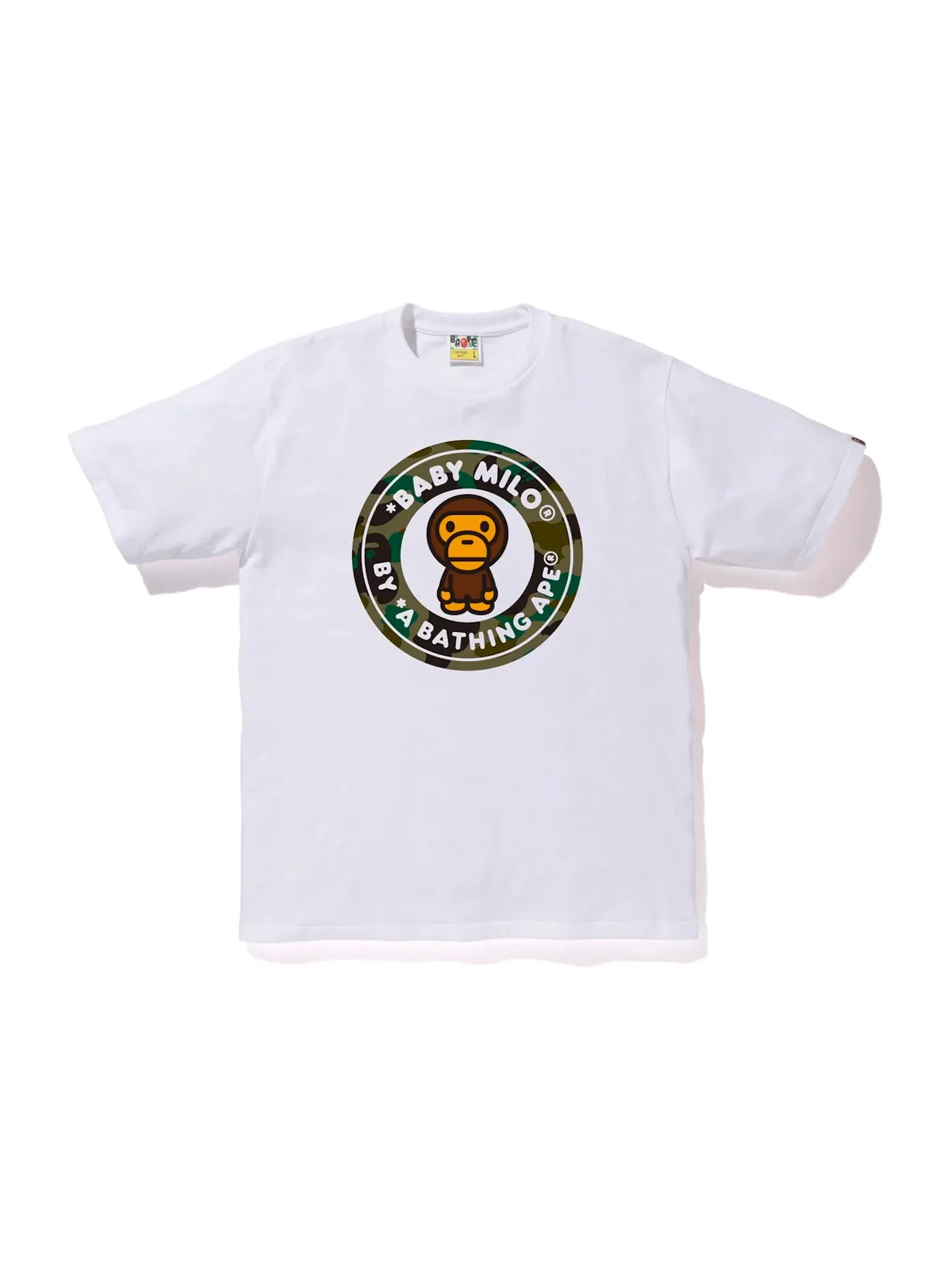 Мужская футболка с принтом BAPE 1st Camo Milo Busy Works Tee — изображение 1 из 1, белый/зеленый