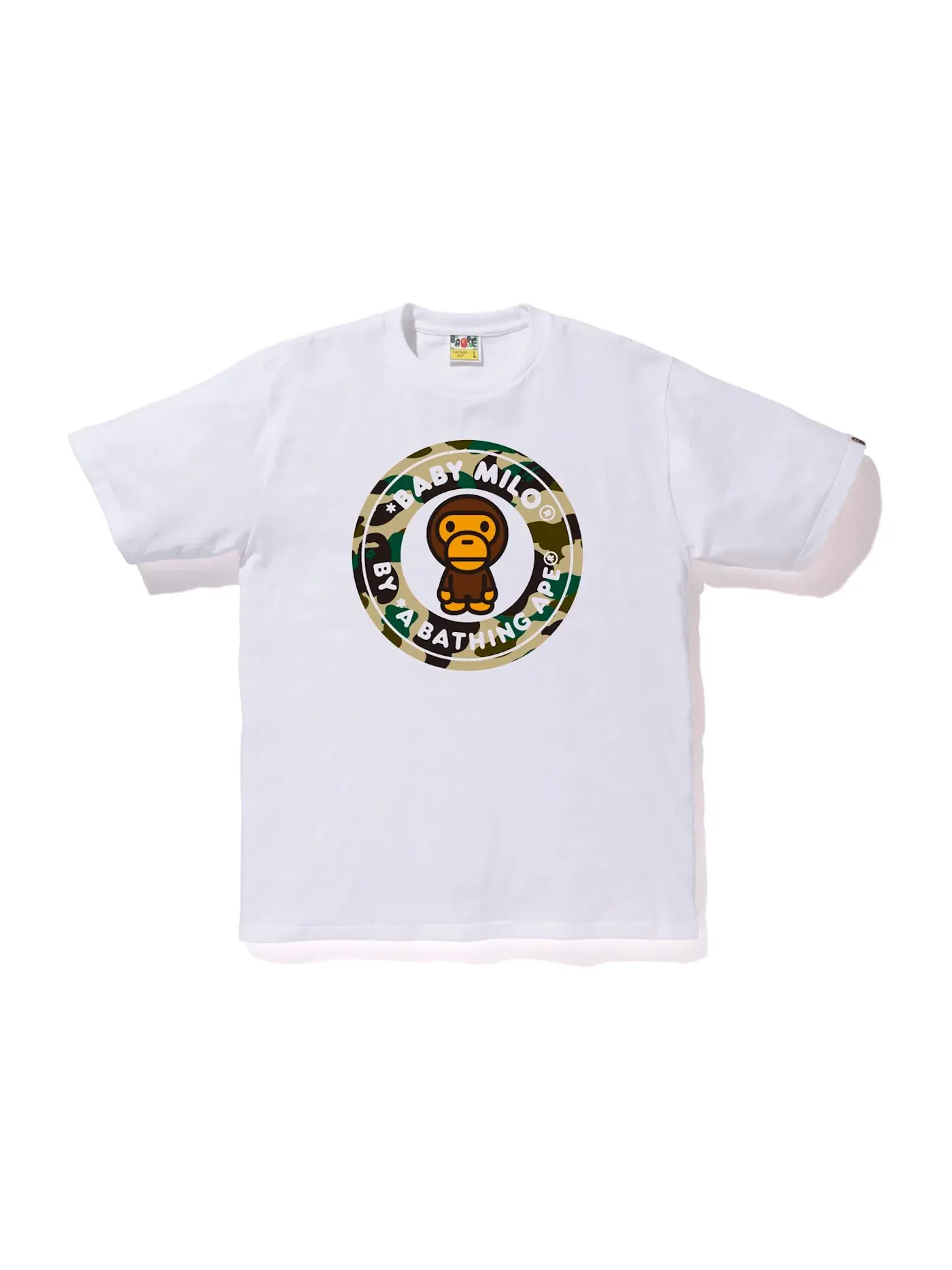 Мужская футболка с принтом BAPE 1st Camo Milo Busy Works Tee BAPE — изображение 1 из 1, белый/желтый