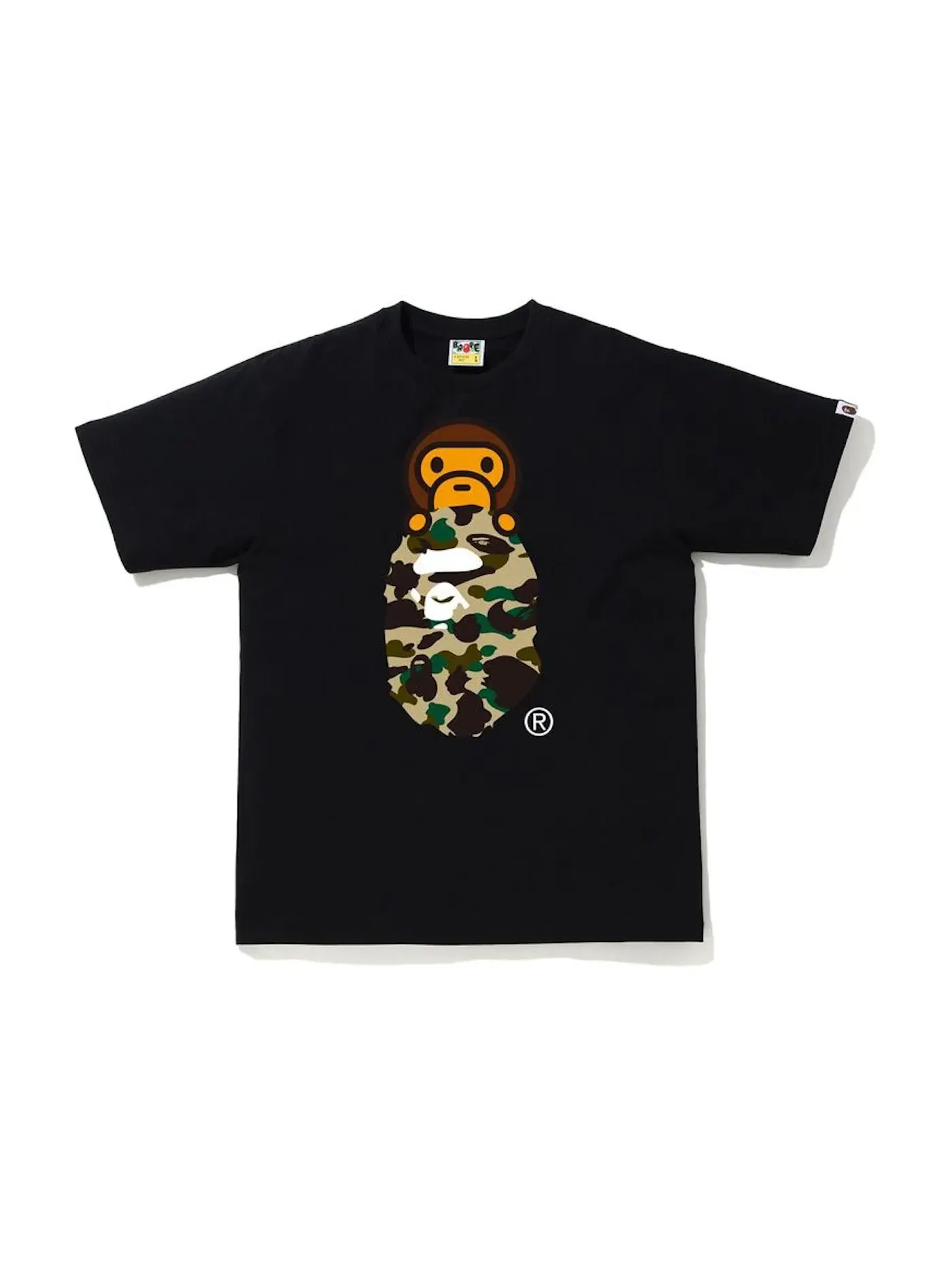 Мужская футболка с принтом Tee BAPE — изображение 1 из 1, черный/желтый