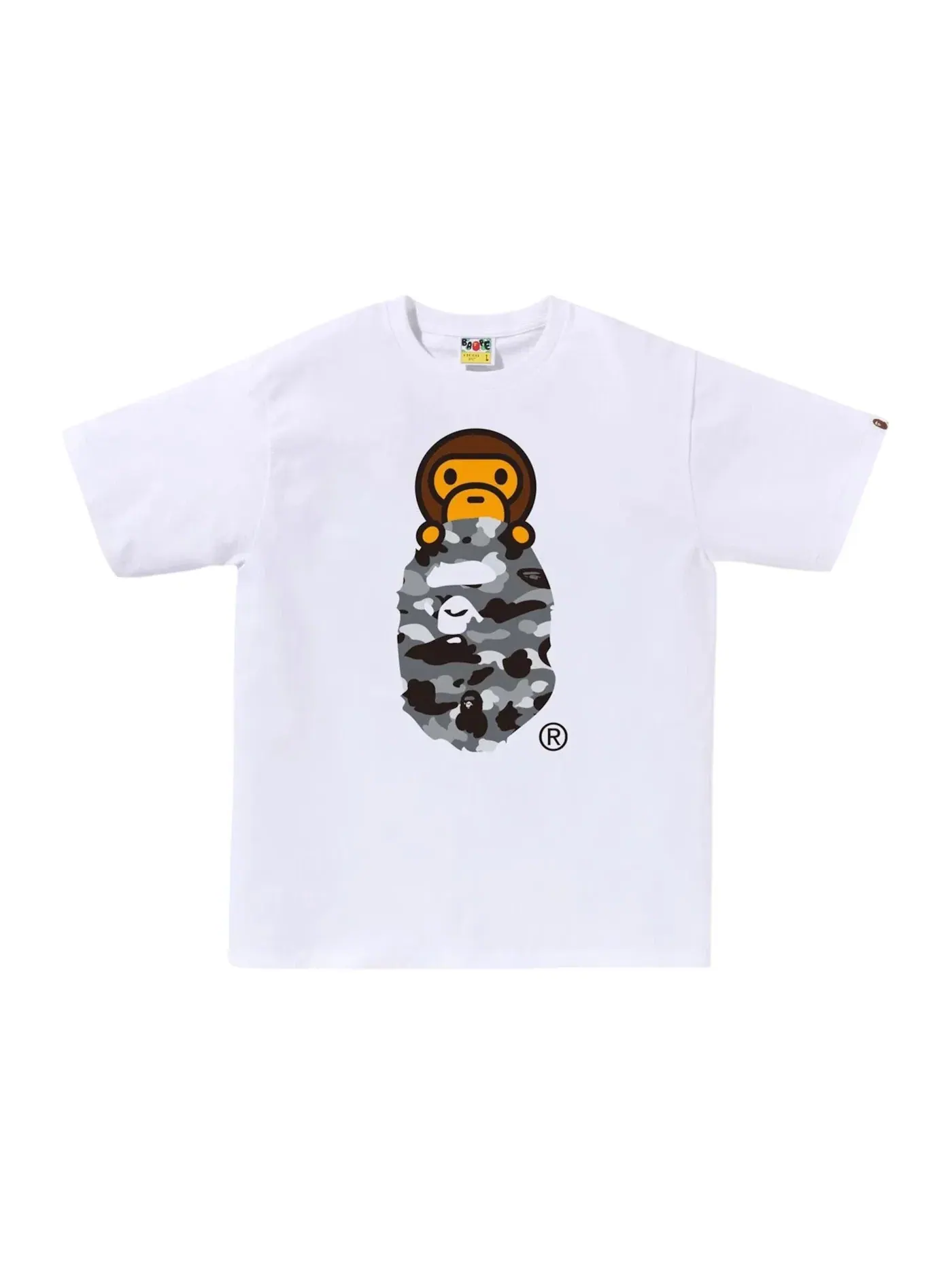 Мужская футболка с принтом Tee BAPE — изображение 1 из 1, белый/серый