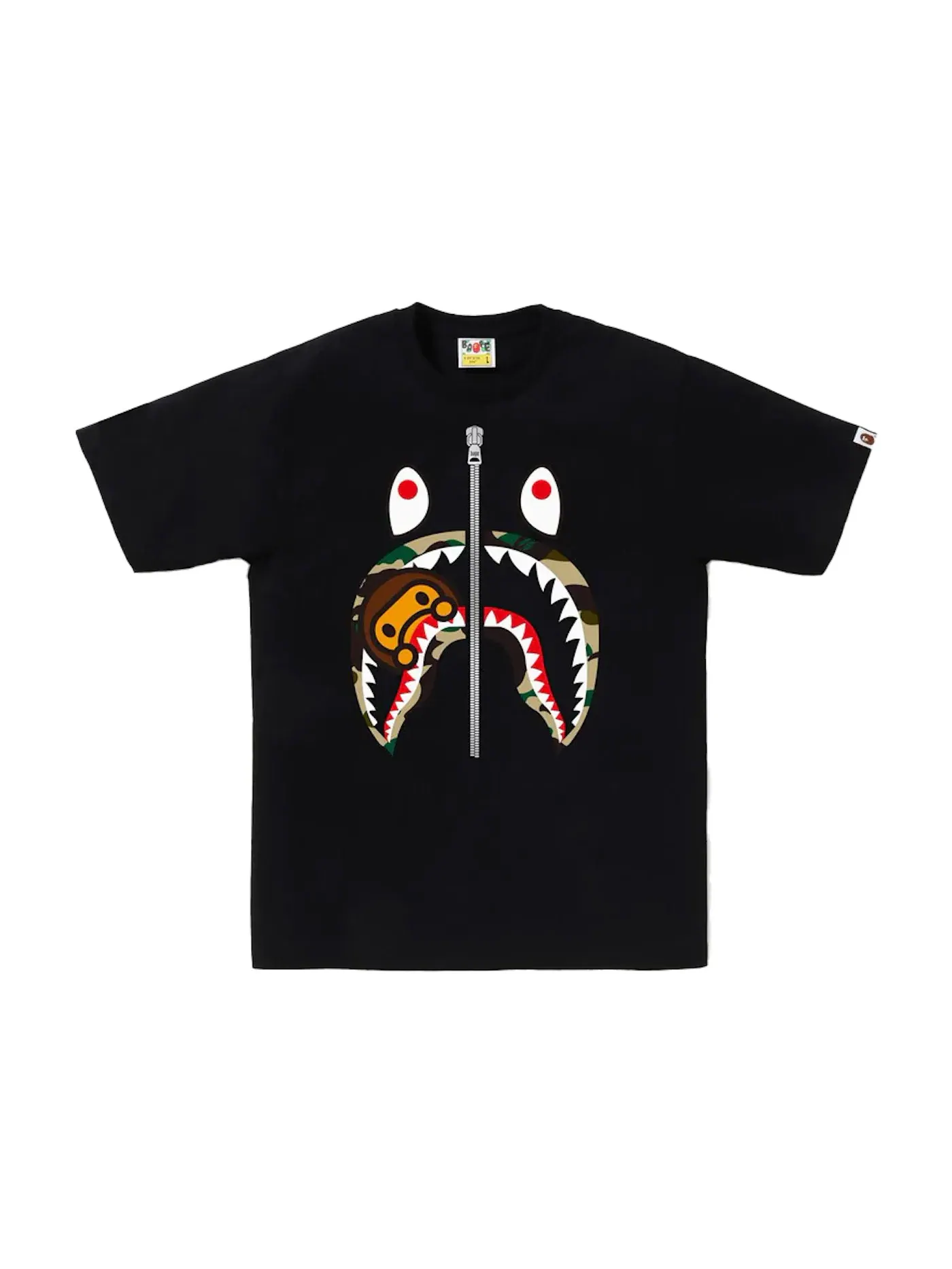 Мужская футболка с камуфляжным принтом Milo Shark Tee BAPE — изображение 1 из 1, черный/желтый