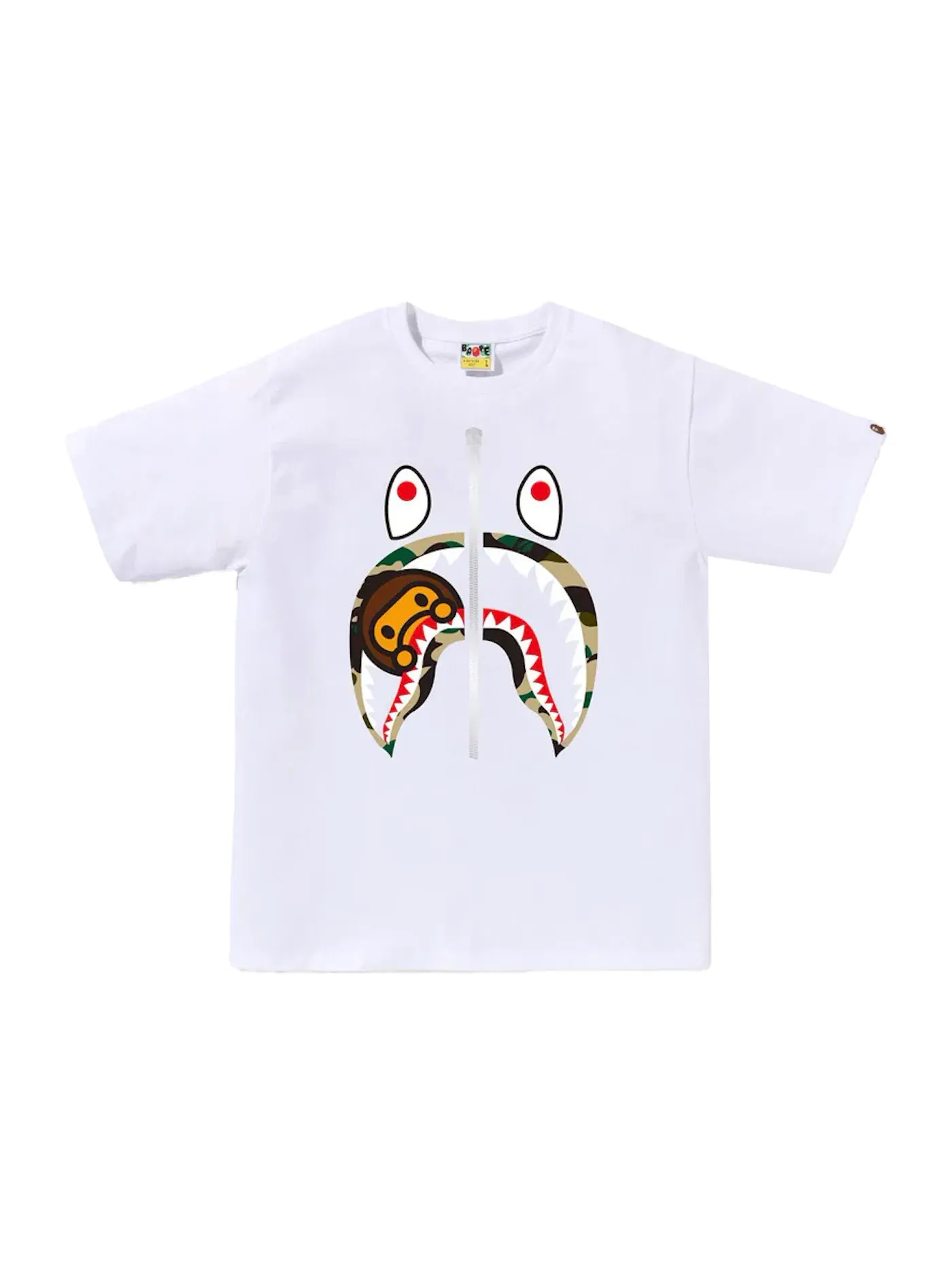 Мужская футболка с принтом BAPE 1st Camo Milo Shark Tee — изображение 1 из 1, белый/желтый