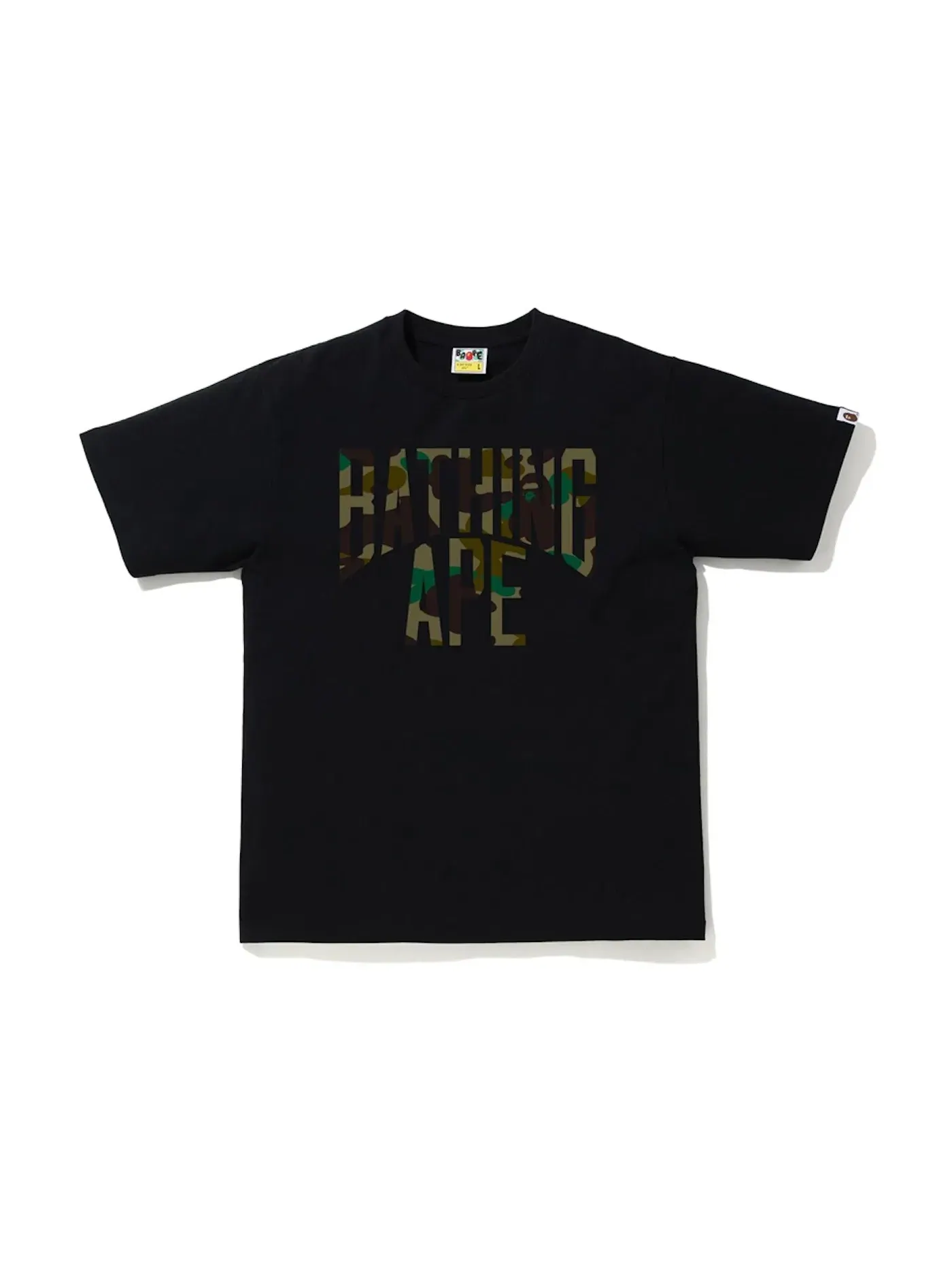 Мужская футболка с принтом 1st Camo NYC Logo Tee BAPE — изображение 1 из 1, черный/зеленый