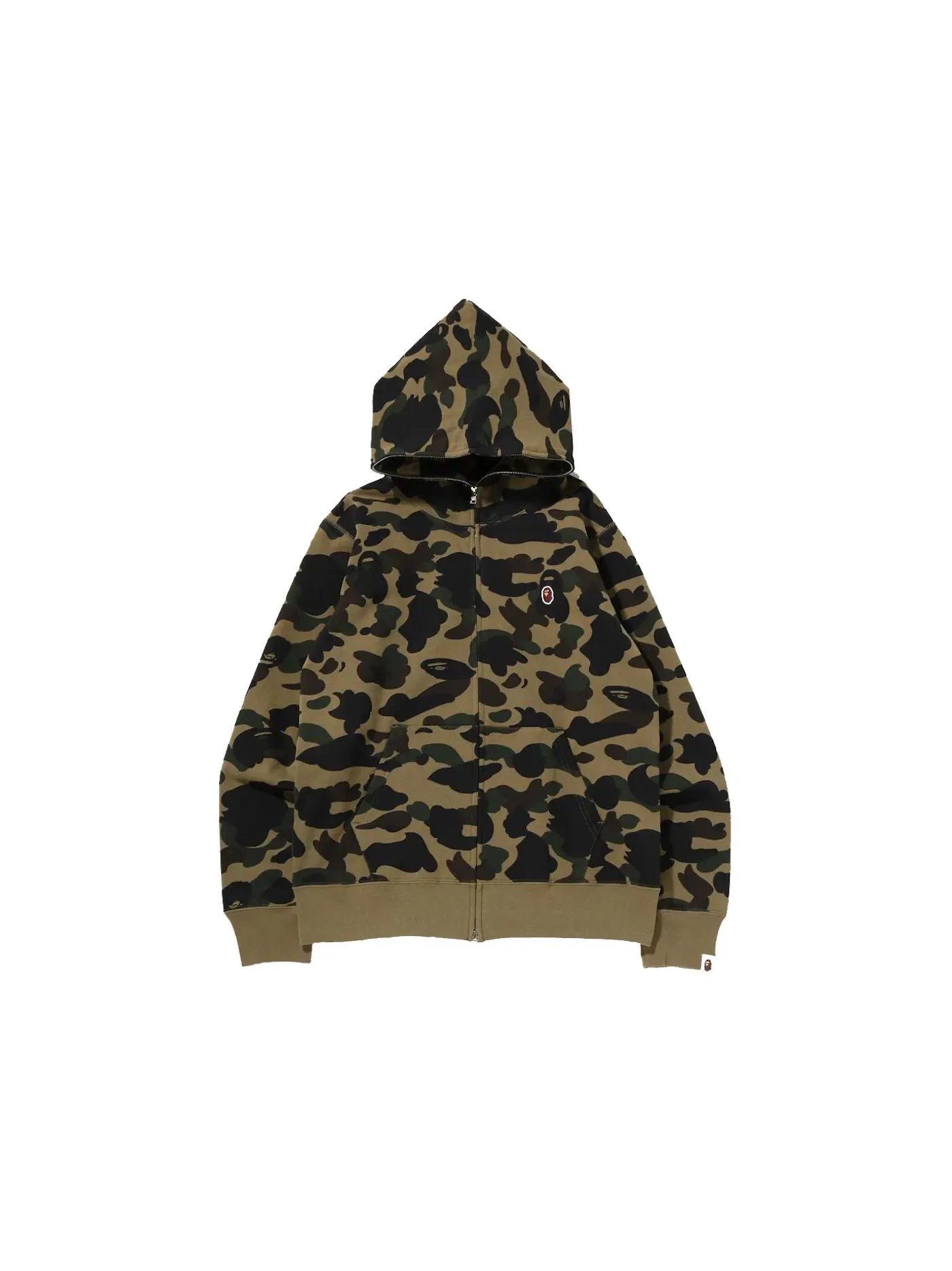 Мужская худи с камуфляжным принтом BAPE 1st Camo One Point Full Zip Hoodie BAPE — изображение 1 из 1, зеленый