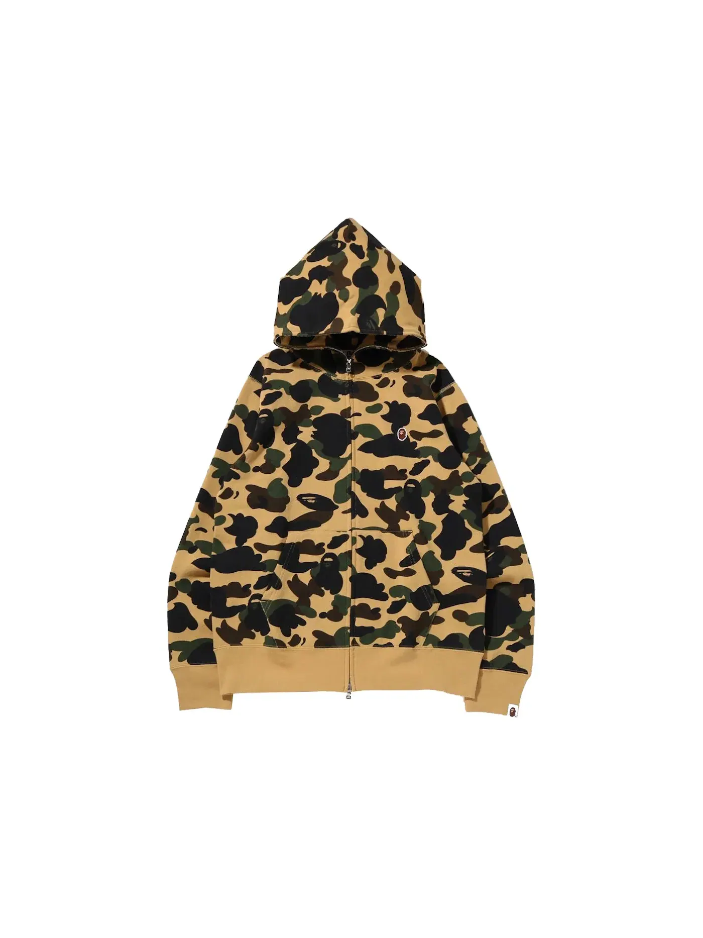 Мужская худи с камуфляжным принтом BAPE 1st Camo One Point Full Zip Hoodie BAPE — изображение 1 из 1, желтый