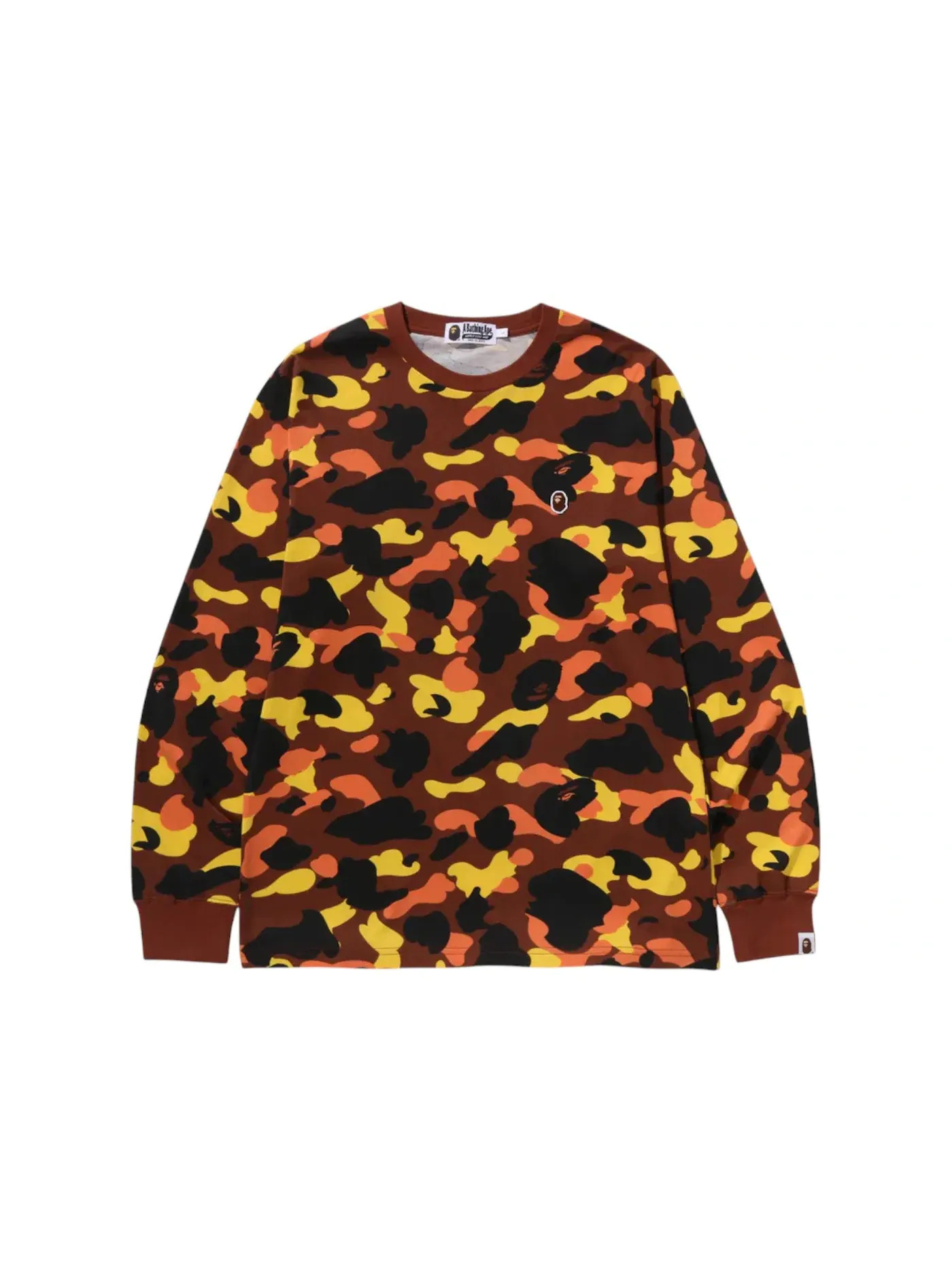 Мужская футболка с принтом BAPE 1st Camo One Point LS Tee BAPE — изображение 1 из 1, оранжевый