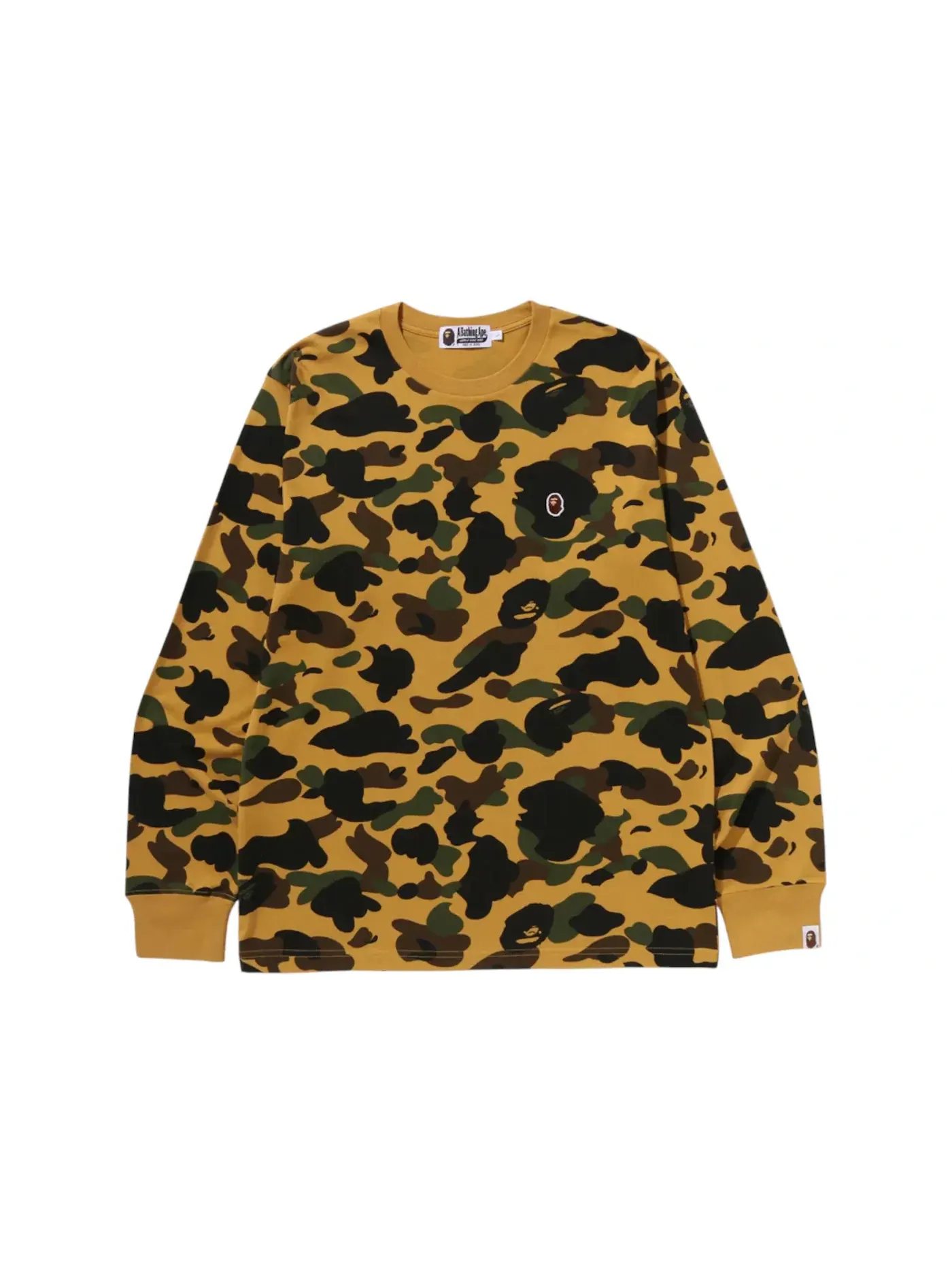 Мужская футболка с длинным рукавом BAPE 1st Camo One Point LS Tee BAPE — изображение 1 из 1, желтый