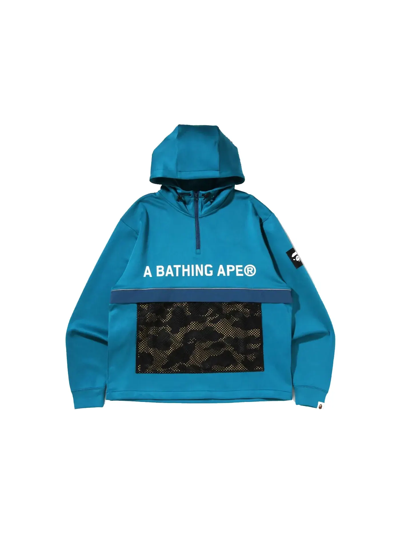 Мужское худи свободного кроя с принтом BAPE 1st Camo Pocket Relaxed Fit Double Knit Half Zip BAPE — изображение 1 из 2, синий