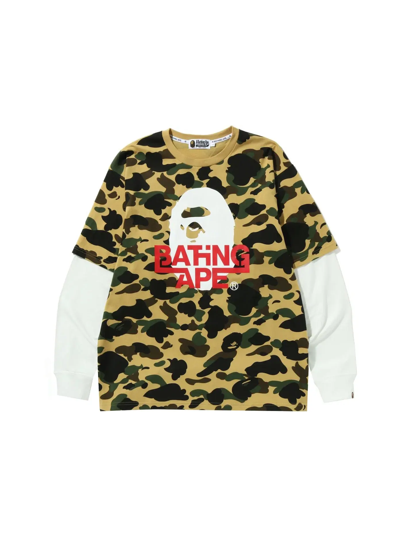 Мужская футболка с длинным рукавом BAPE 1st Camo Relaxed Fit Layered L/S Tee — изображение 1 из 1, желтый