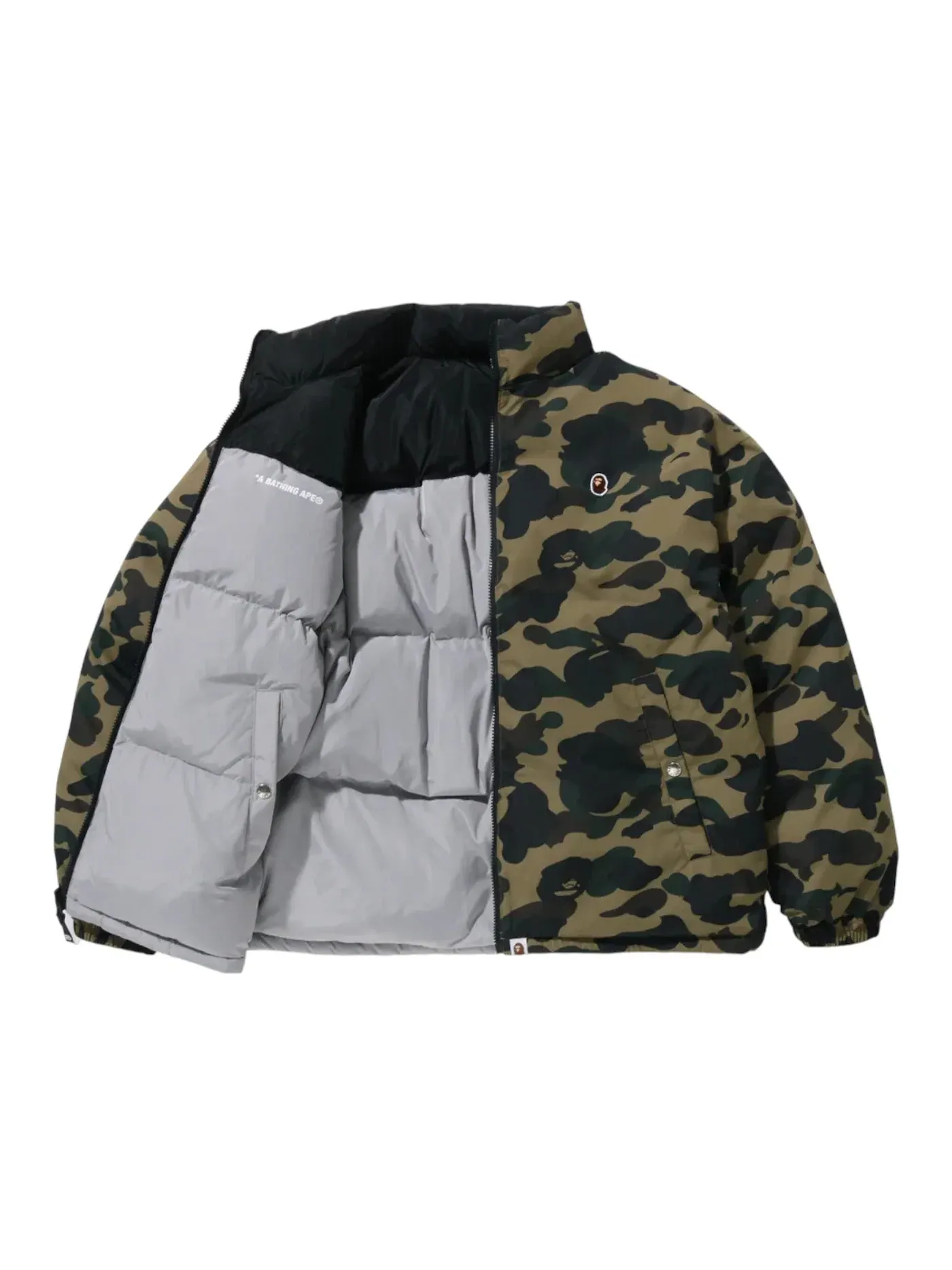 Мужская куртка с камуфляжным принтом BAPE 1st Camo Reversible Down Jacket (FW25) — изображение 2 из 2, зеленый