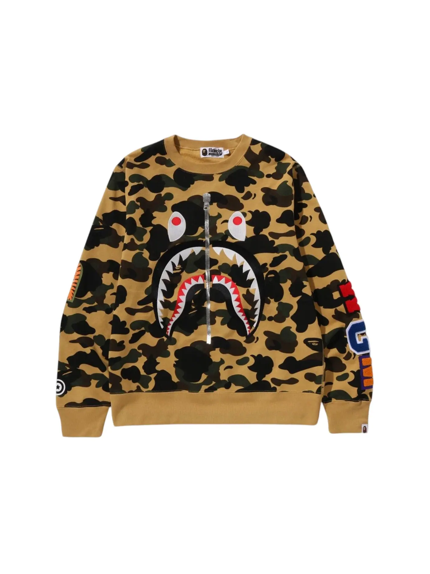 Мужской свитшот с принтом BAPE 1st Camo Shark Crewneck (SS25) BAPE — изображение 1 из 2, желтый