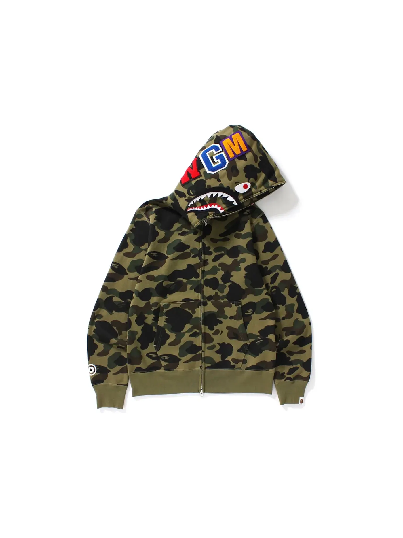 Мужская худи с принтом Shark Full Zip BAPE — изображение 1 из 2, зеленый