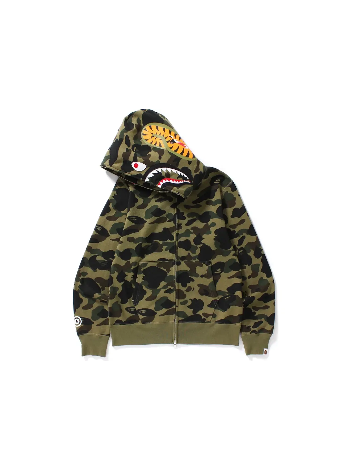 Мужская худи с принтом Shark Full Zip BAPE — изображение 2 из 2, зеленый