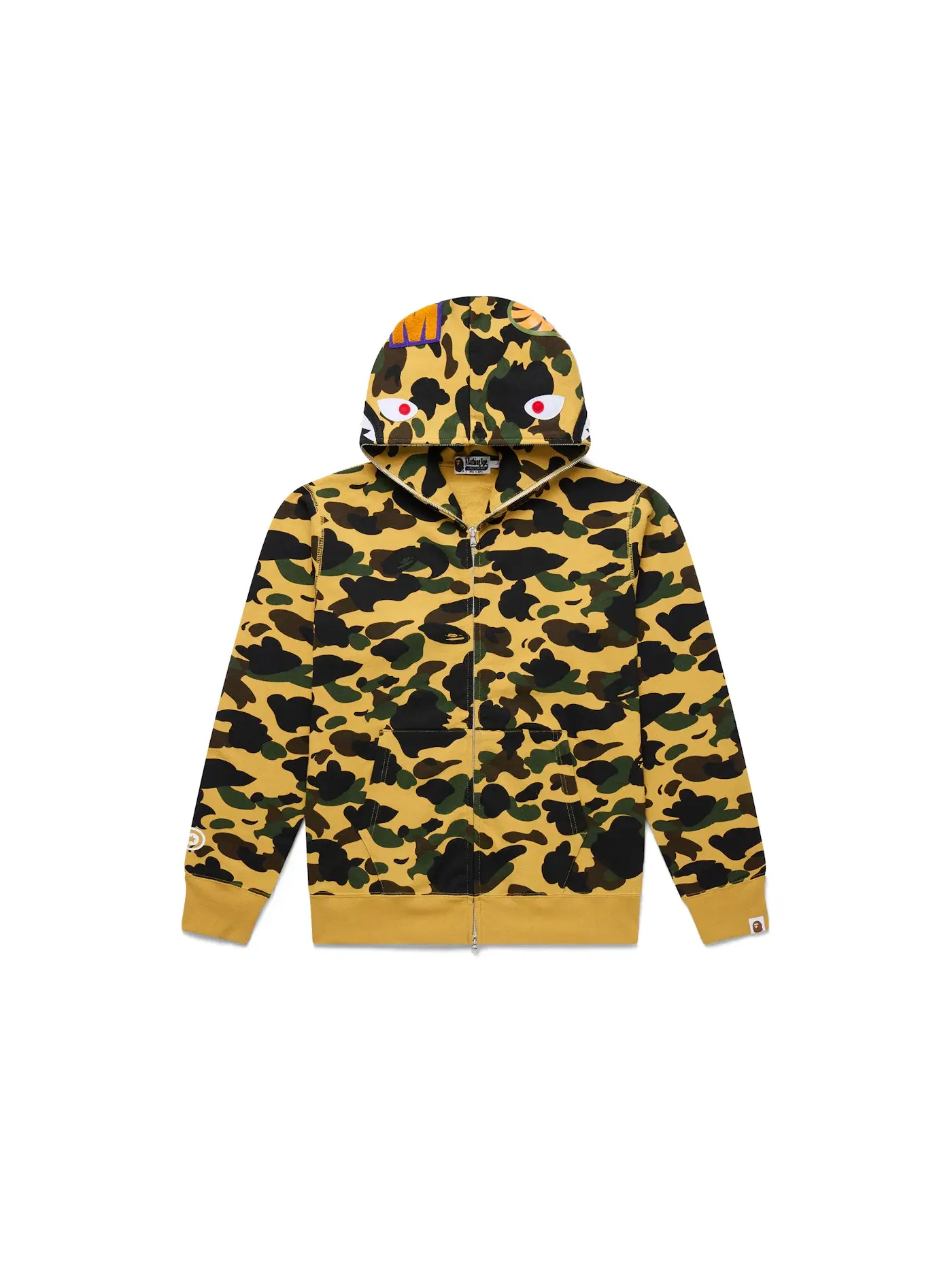 Мужская худи с принтом Shark Full Zip BAPE — изображение 1 из 6, желтый