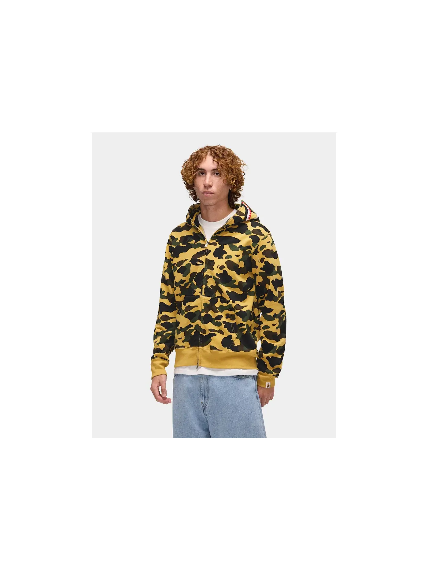 Мужская худи с принтом Shark Full Zip BAPE — изображение 4 из 6, желтый