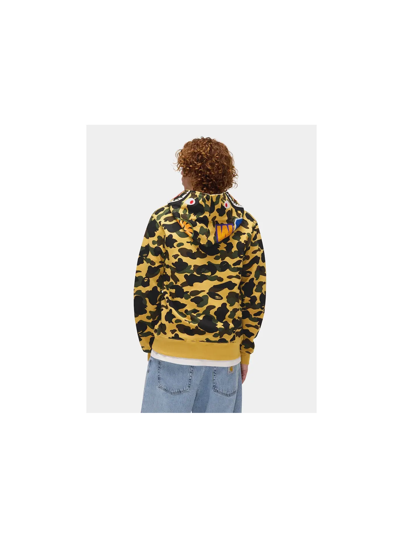 Мужская худи с принтом Shark Full Zip BAPE — изображение 5 из 6, желтый