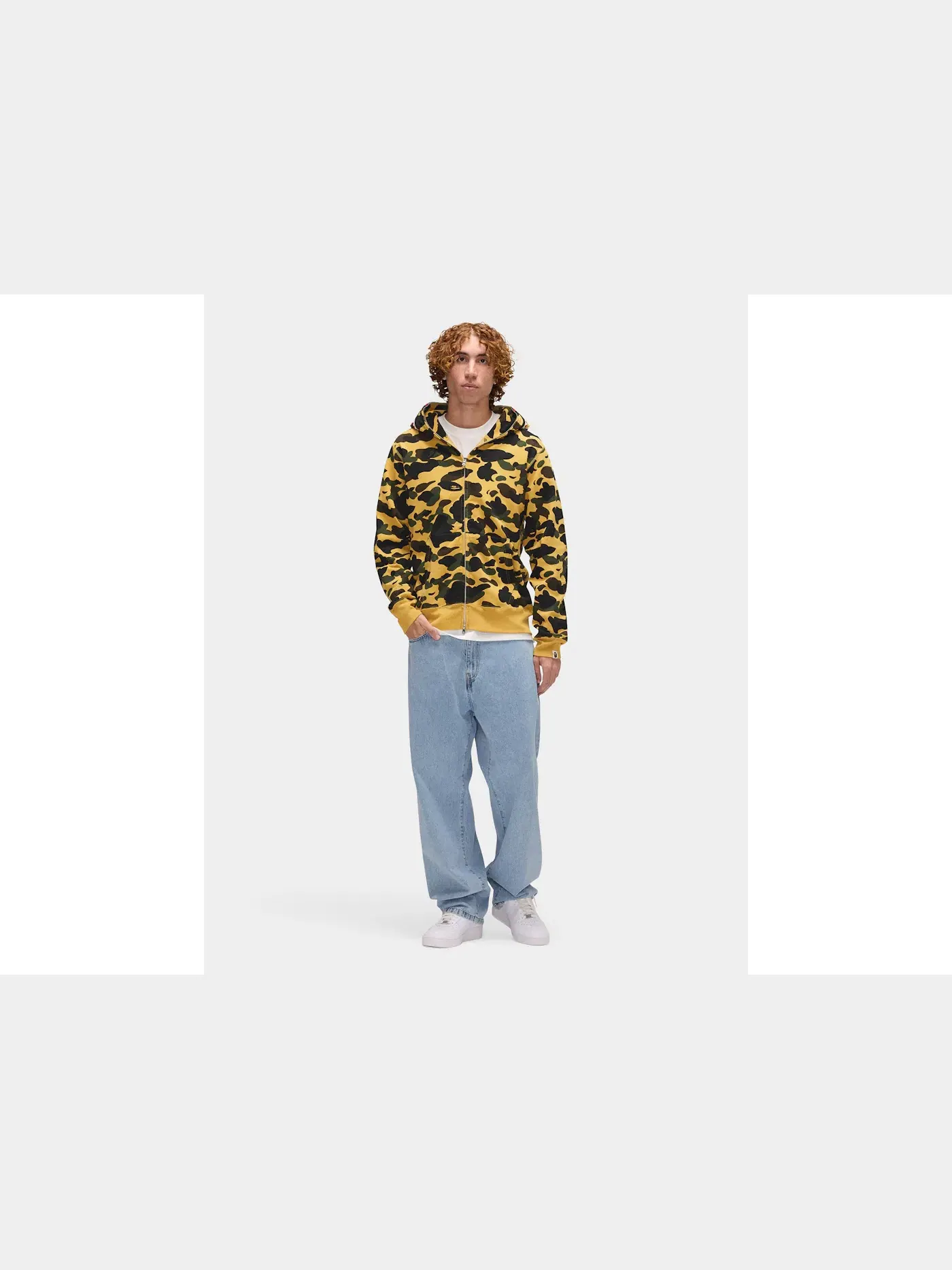 Мужская худи с принтом Shark Full Zip BAPE — изображение 6 из 6, желтый