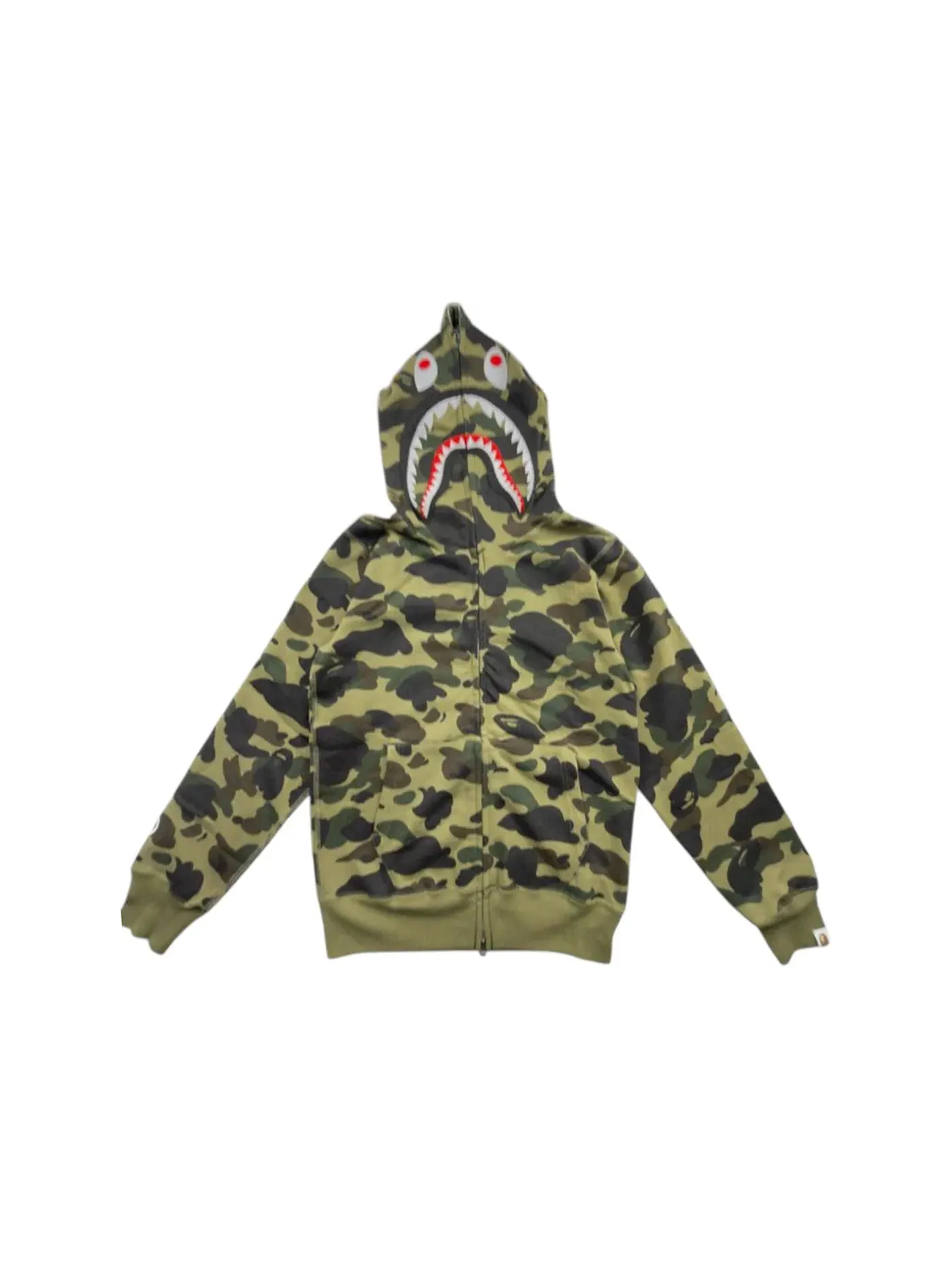 Мужская худи с принтом BAPE 1st Camo Shark Full Zip Hoodie (FW23) — изображение 1 из 2, зеленый