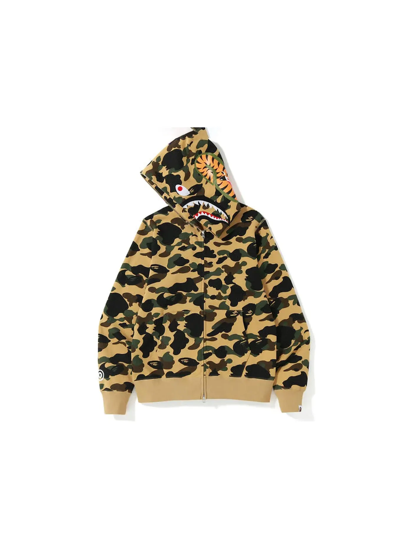 Мужская худи с принтом BAPE 1st Camo Shark Full Zip Hoodie (FW22) BAPE — изображение 2 из 2, желтый