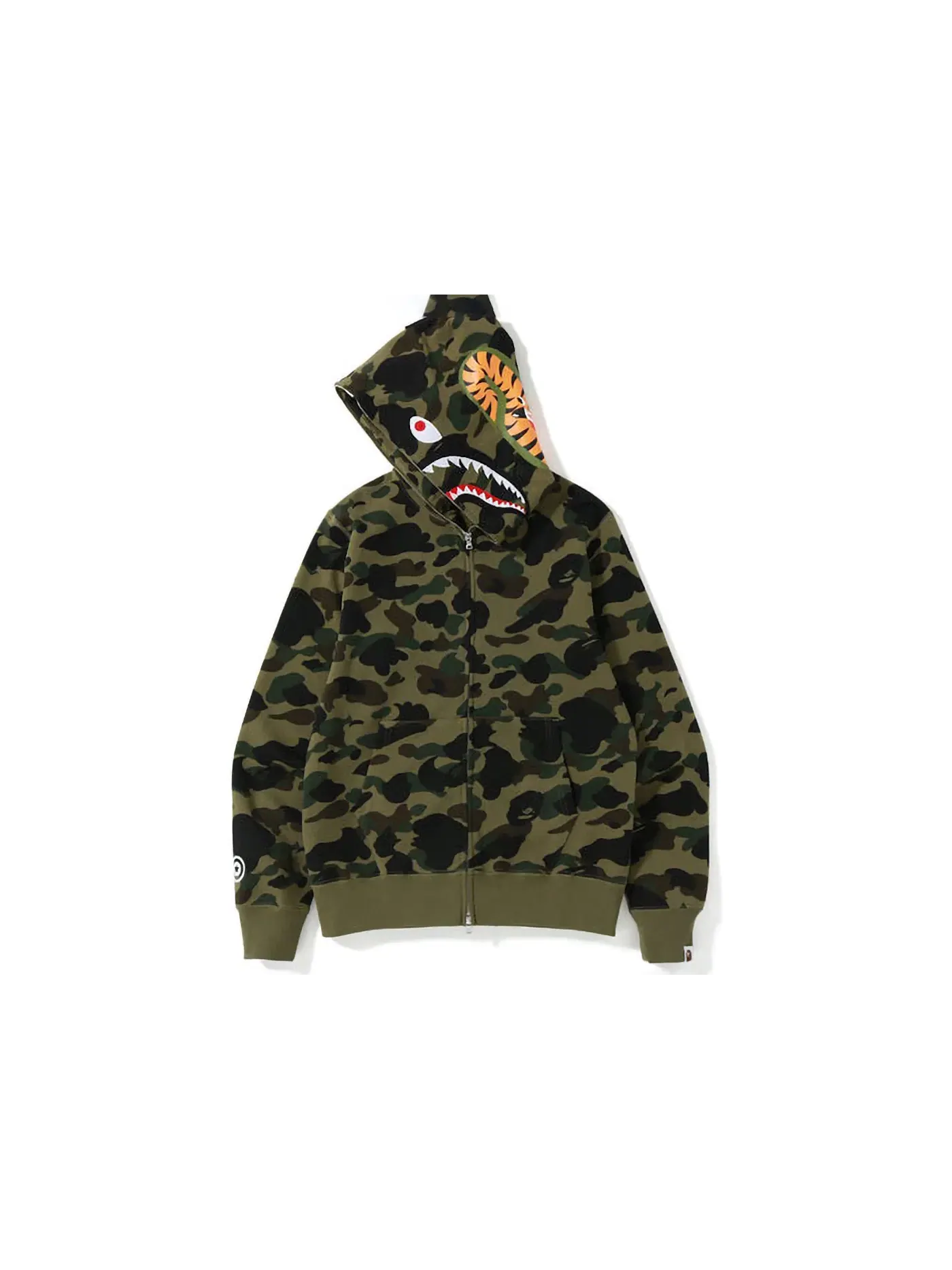 Мужская худи с камуфляжным принтом BAPE 1st Camo Shark Full Zip Hoodie — изображение 2 из 2, зеленый