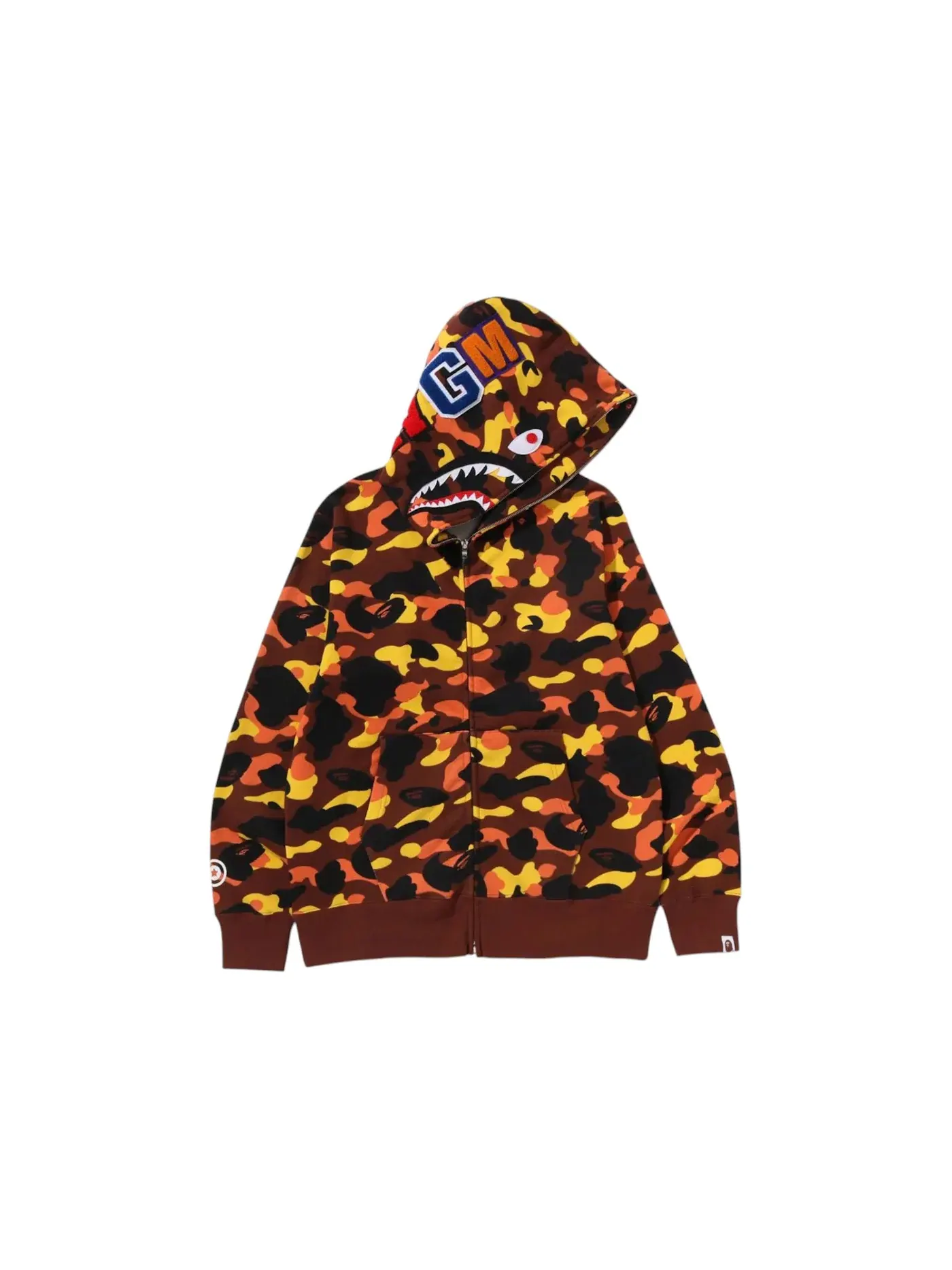 Мужская худи на молнии с капюшоном с принтом BAPE 1st Camo Shark Full Zip Hoodie — изображение 1 из 1, оранжевый