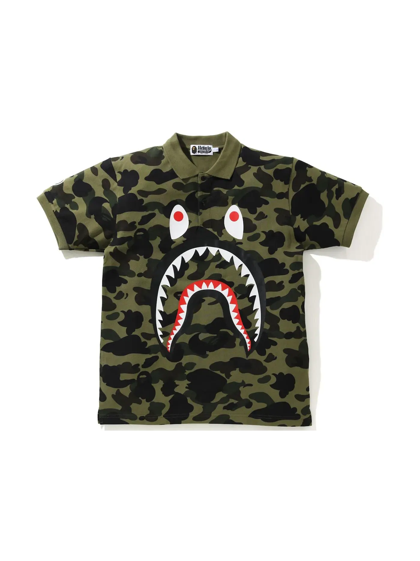 Мужское поло с камуфляжным принтом BAPE Shark Polo — изображение 1 из 1, зеленый