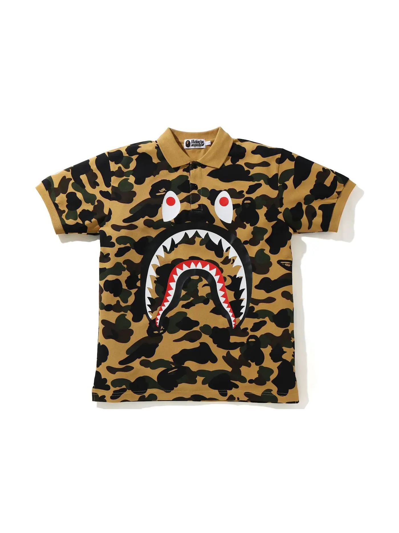 Мужское поло с камуфляжным принтом BAPE 1st Camo Shark Polo — изображение 1 из 1, желтый