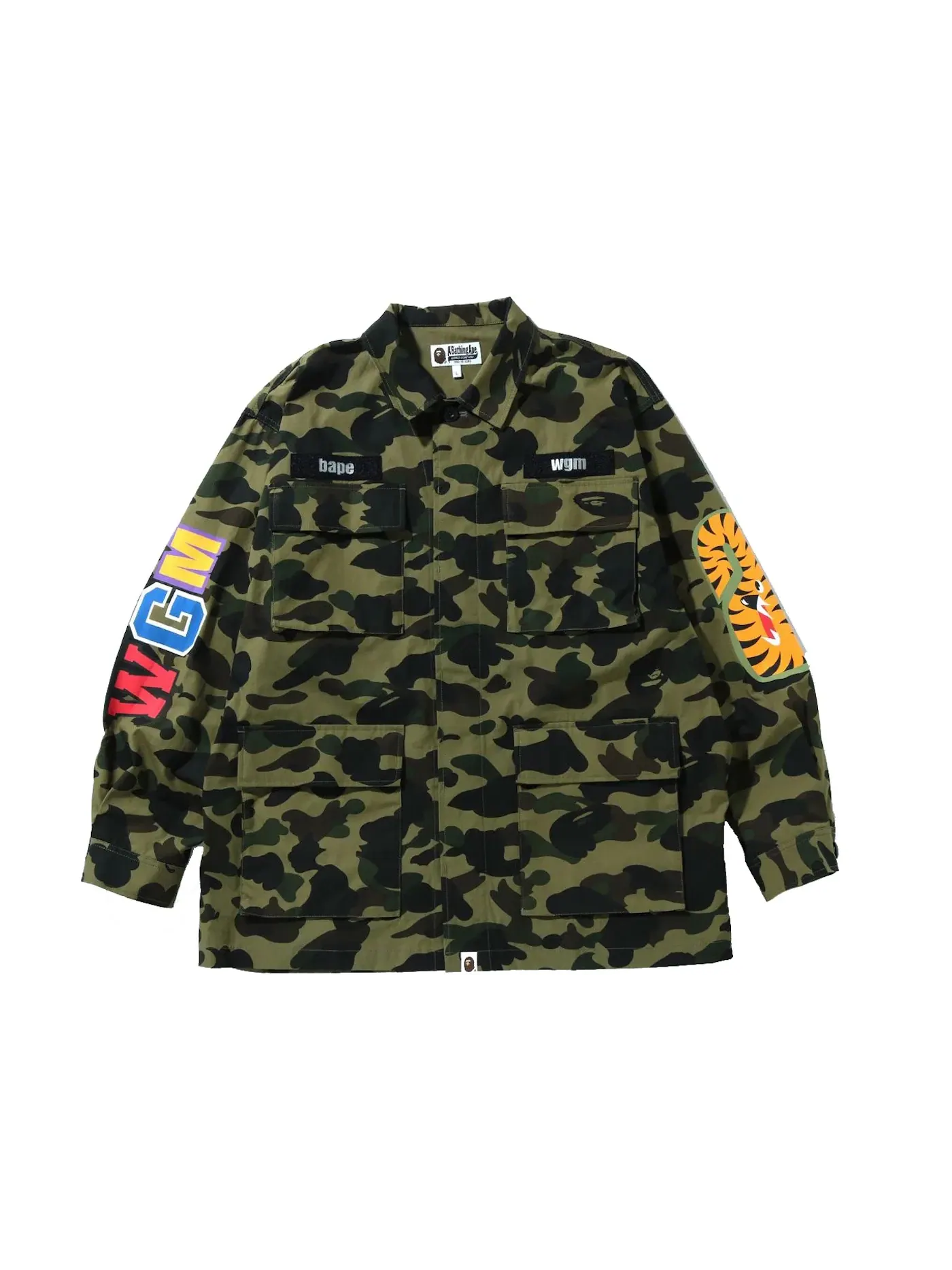 Мужская рубашка свободного кроя с камуфляжным принтом BAPE 1st Camo Shark Shirt — изображение 1 из 2, зеленый