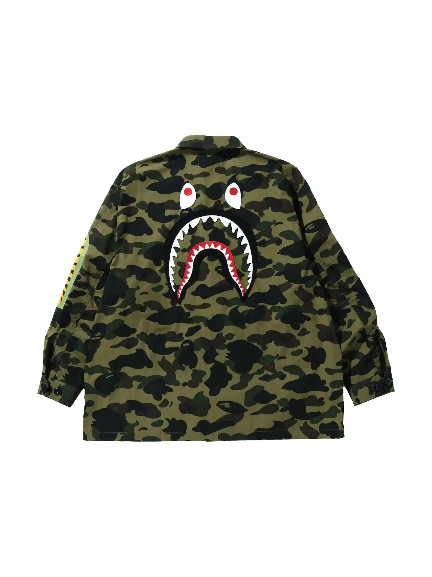 Мужская рубашка свободного кроя с камуфляжным принтом BAPE 1st Camo Shark Shirt — изображение 2 из 2, зеленый