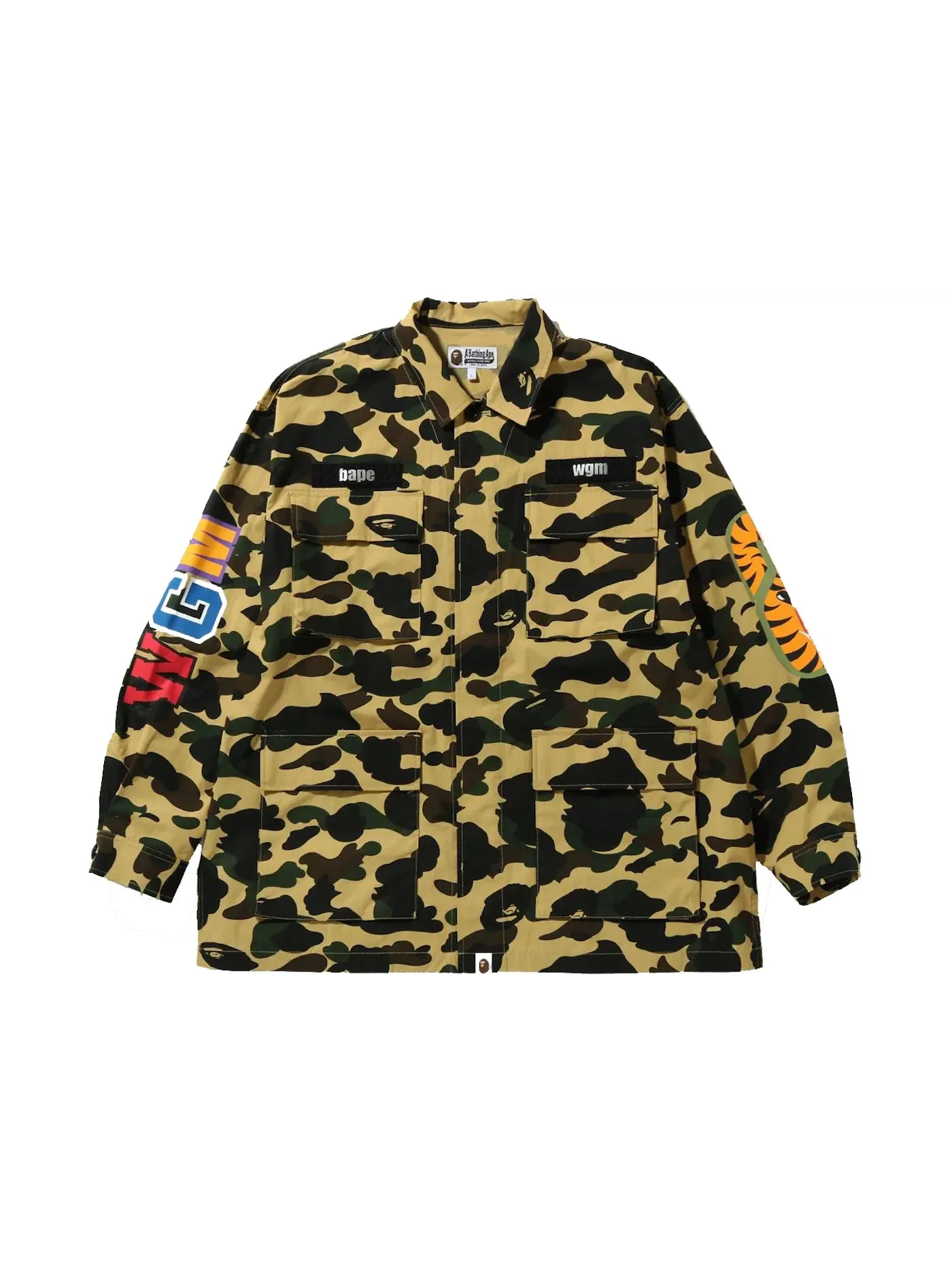 Мужская рубашка свободного кроя с камуфляжным принтом BAPE Shirt — изображение 1 из 2, желтый