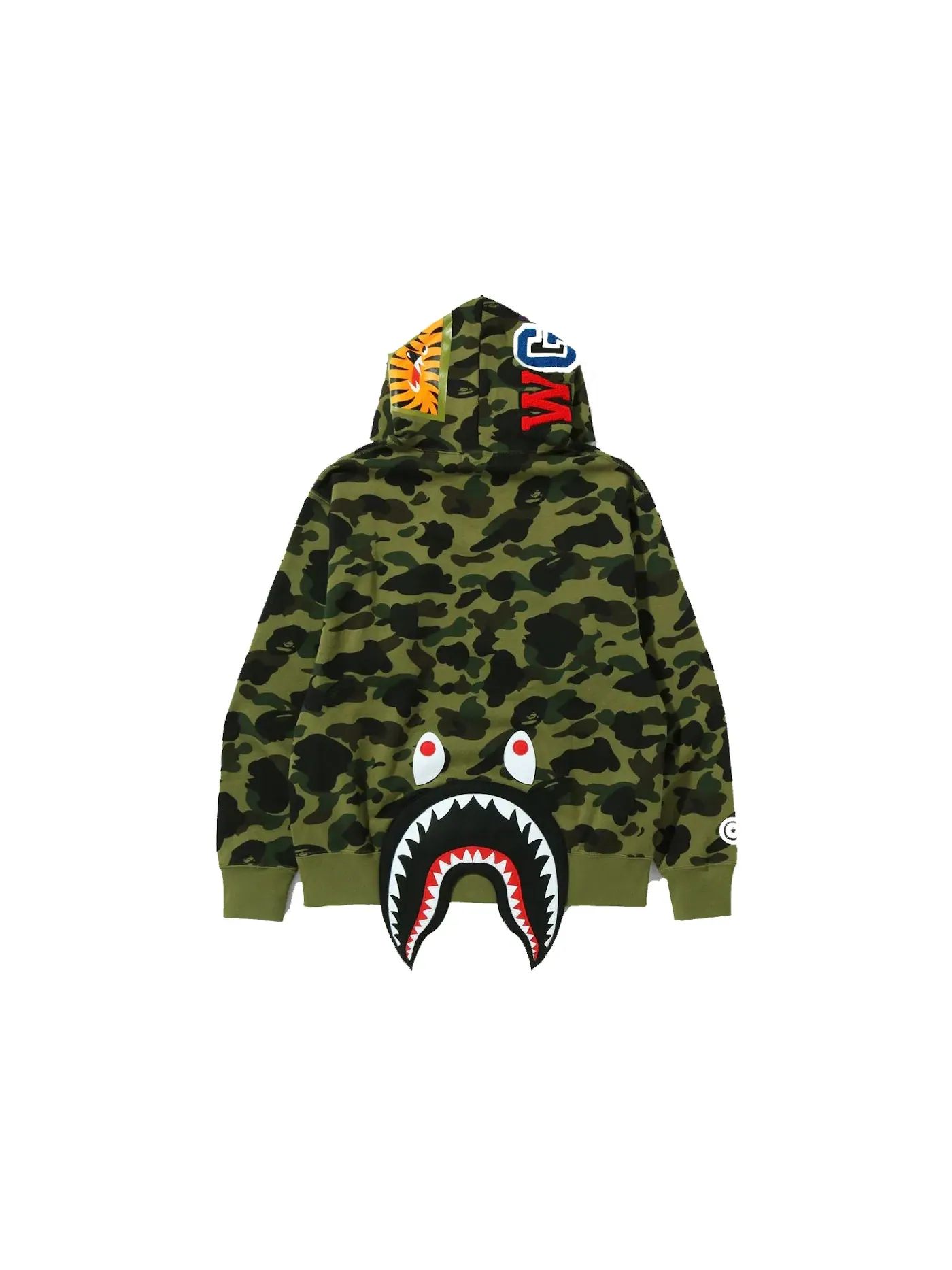 Мужской пуловер-худи свободного кроя с принтом BAPE 1st Camo Shark BAPE — изображение 2 из 2, зеленый