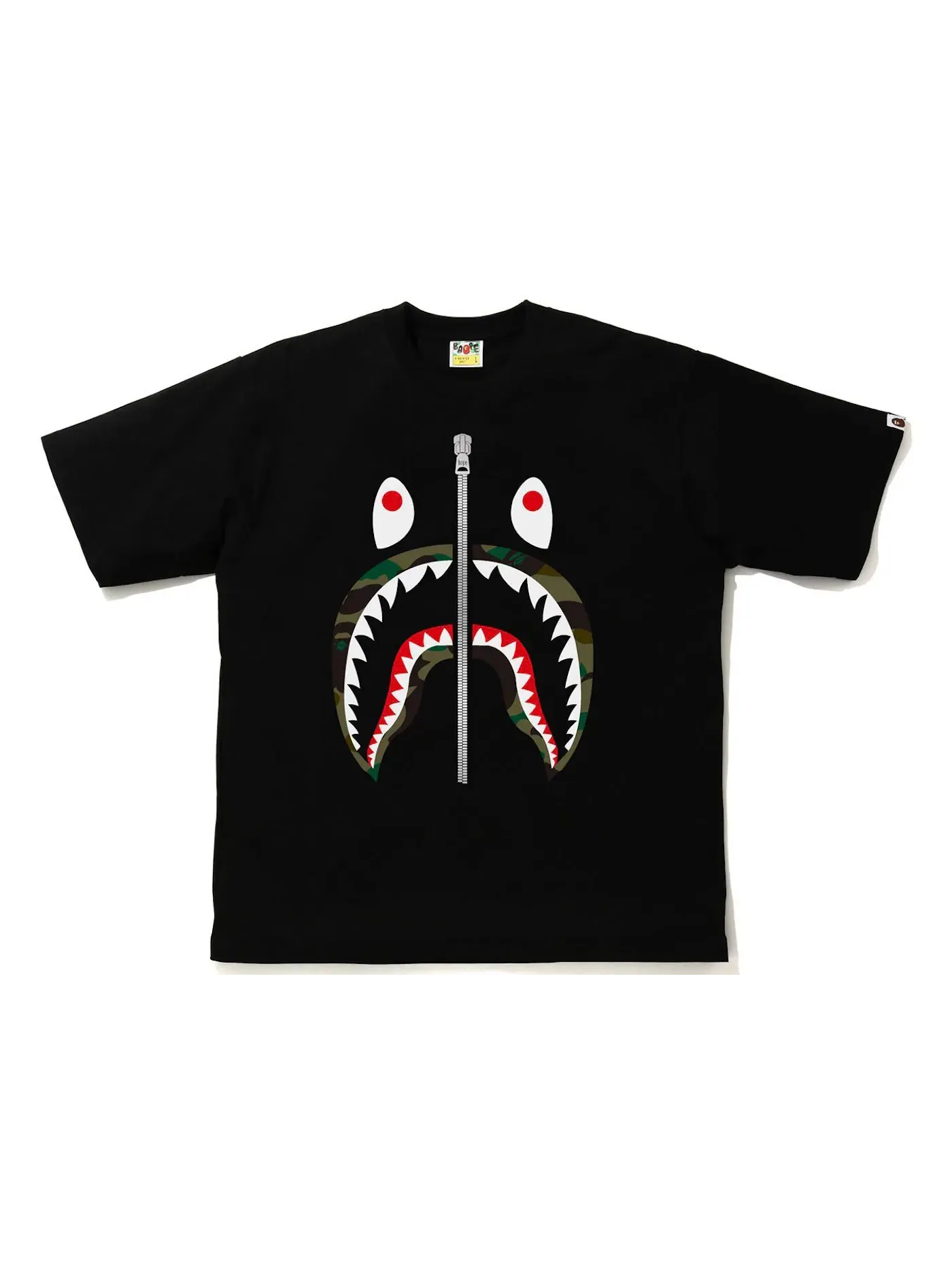 Мужская футболка свободного кроя с принтом BAPE 1st Camo Shark BAPE — изображение 1 из 1, черный/зеленый