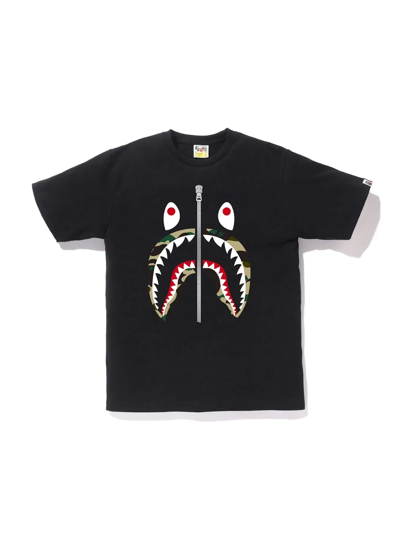 Мужская футболка с принтом BAPE 1st Camo Shark Tee (SS18) Black/Yellow — изображение 1 из 1, черный/желтый