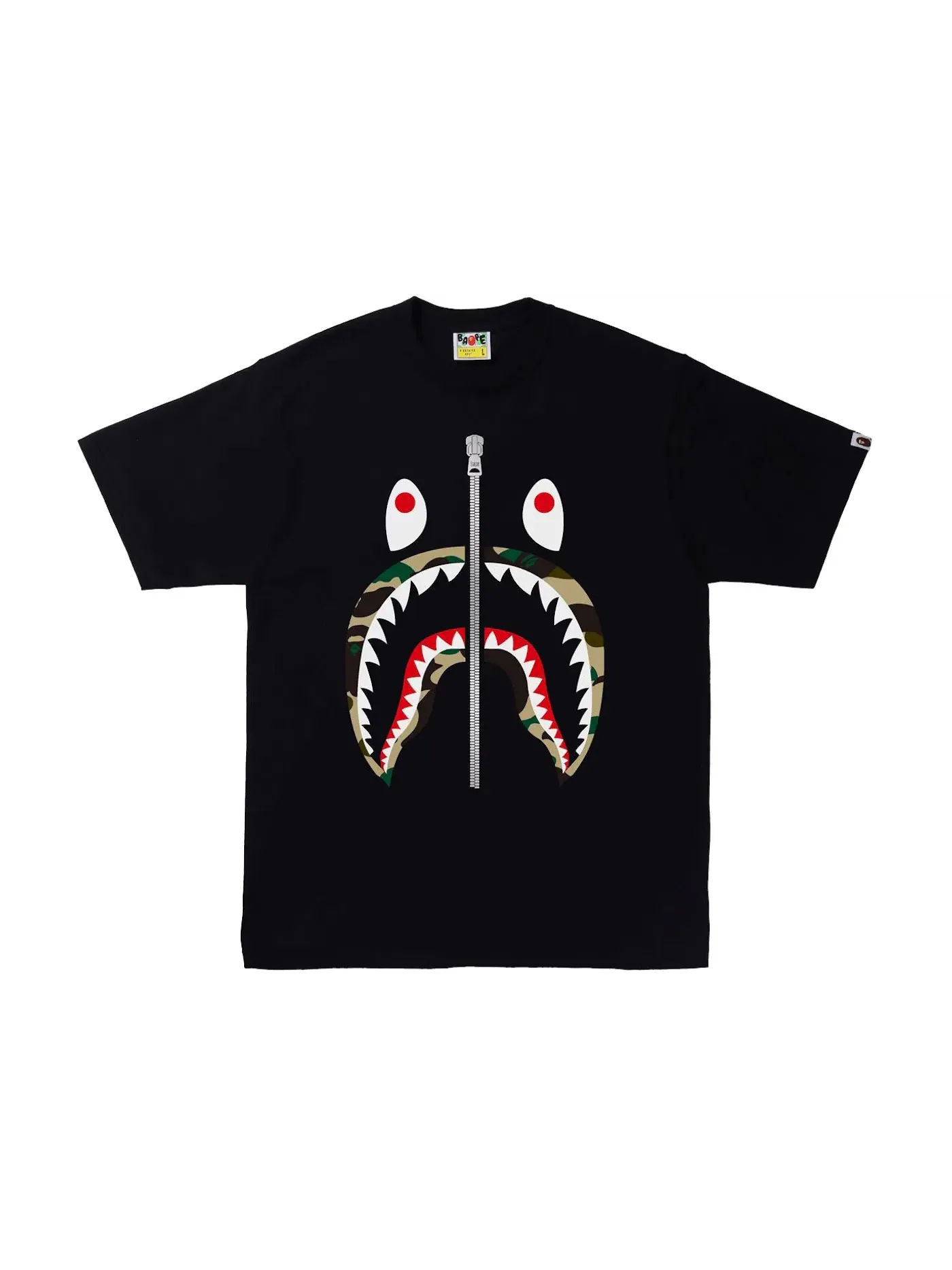 Мужская футболка с принтом BAPE 1st Camo Shark Tee (SS22) BAPE — изображение 1 из 1, черный/желтый