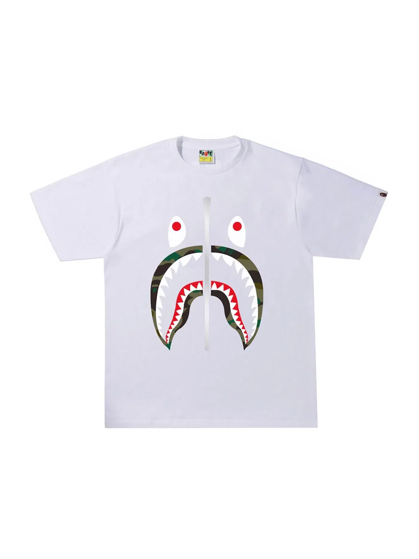 Мужская футболка с принтом BAPE 1st Camo Shark Tee BAPE — изображение 1 из 1, белый/зеленый