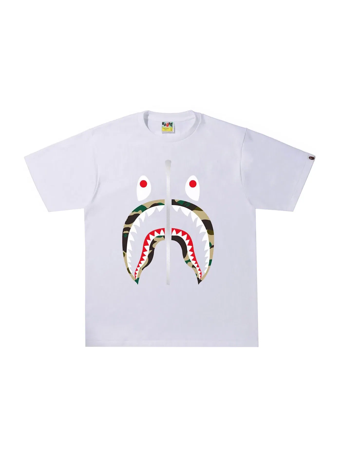 Мужская футболка с принтом BAPE 1st Camo Shark Tee (SS22) BAPE — изображение 1 из 1, белый/желтый