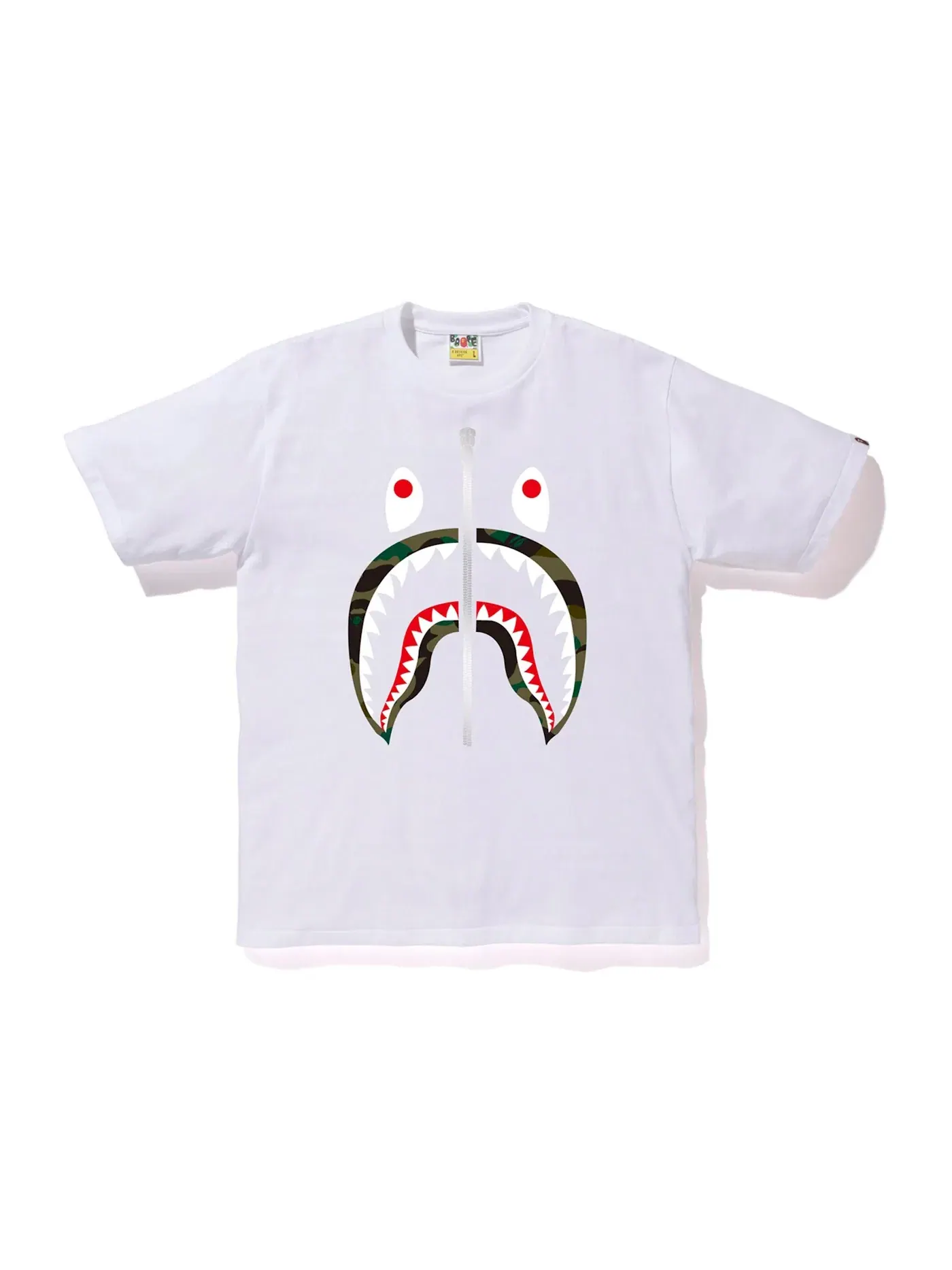 Мужская футболка с принтом BAPE 1st Camo Shark Tee — изображение 1 из 1, белый/зеленый